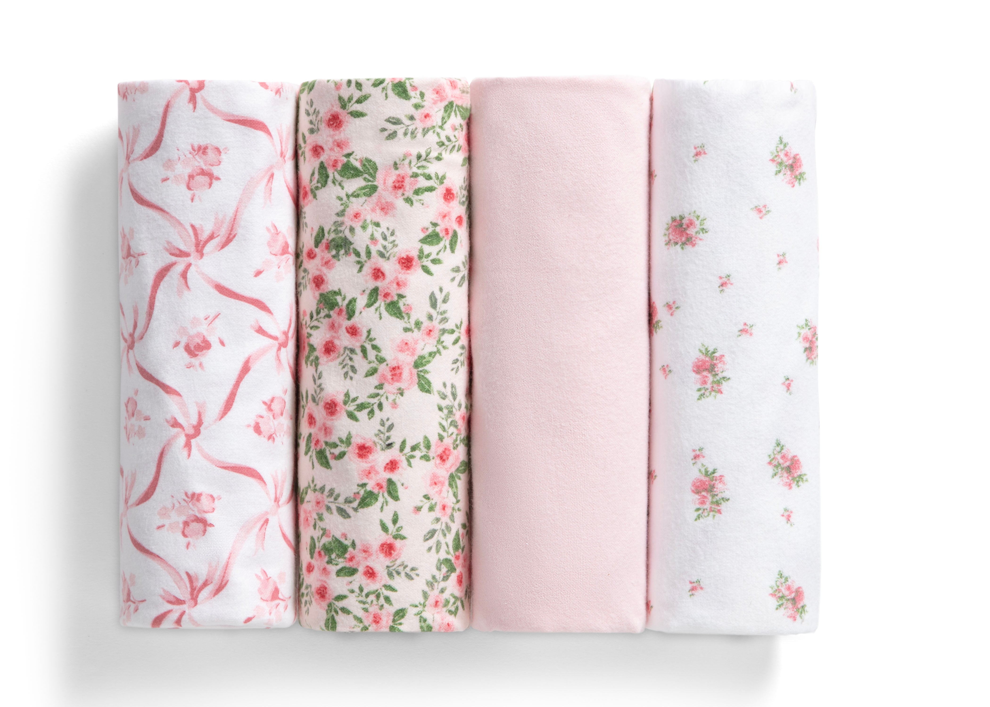 Soft 100% Cotton Flannel Baby Receiving Blankets - 4 Pack for Newborns & Infants - Perfect for Swaddling, Nursing & Cuddling