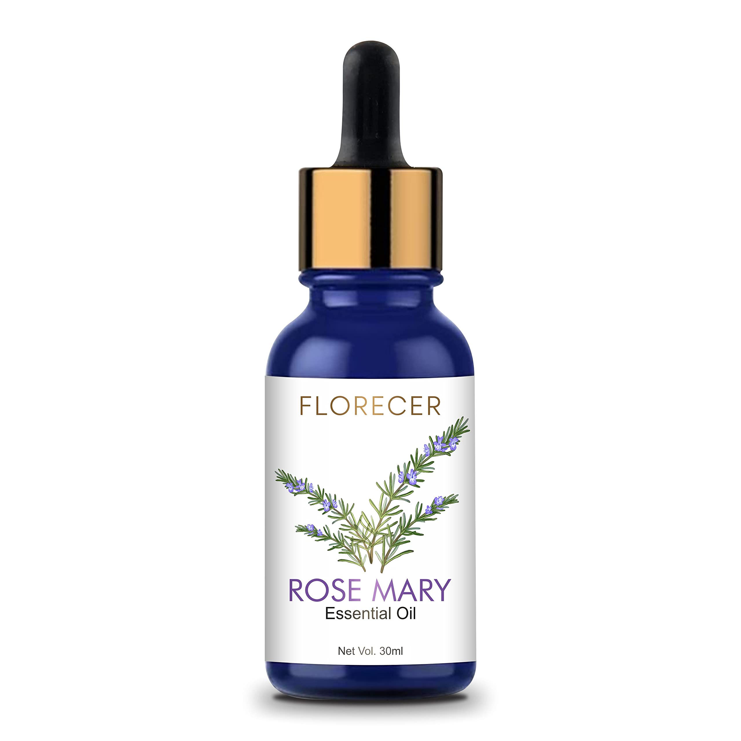 Florecer 100% Pure Natural Rosemary Essential Oil for Hair Growth, Face & Skin Care - Therapeutic Grade, 30ml - Promotes Glowing Skin & Healthy Hair for Aromatherapy & Massage