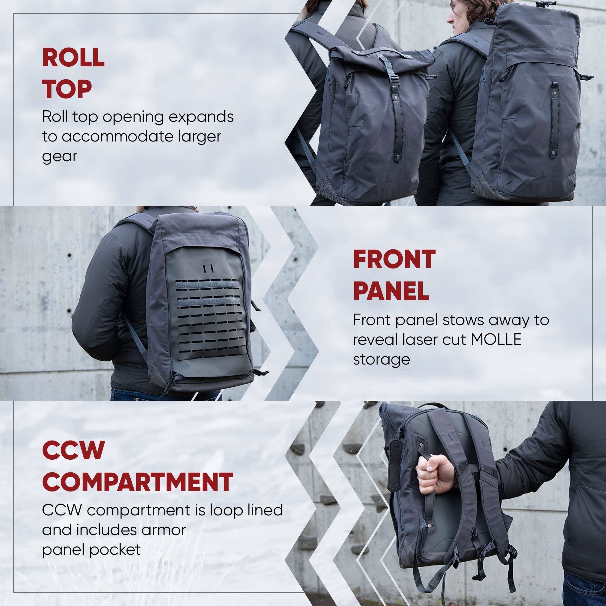 Vertx Ardennes Men's Tactical Backpack - Medium MOLLE Laptop Rucksack for Travel, Work & Outdoor Activities | Durable Canvas Utility Gear Bag in Rover Ash Grey | Perfect for Hiking, Commuting & Tactical Use