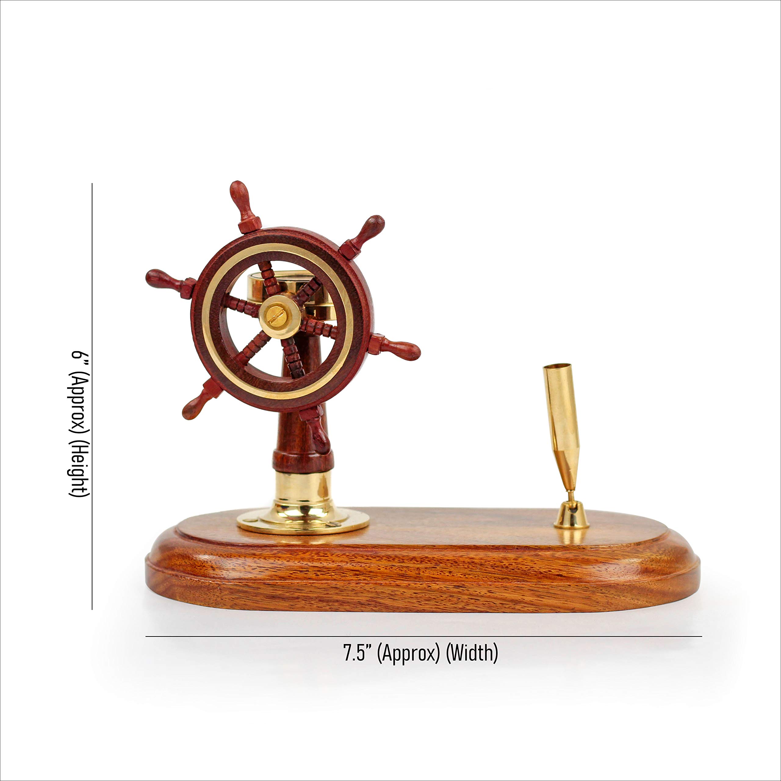 Nautical Pen Holder with Directional Telegraphic Compass - Premium Office Desk Decor | Unique Gift for Sailors, Travelers & Home Office Organization