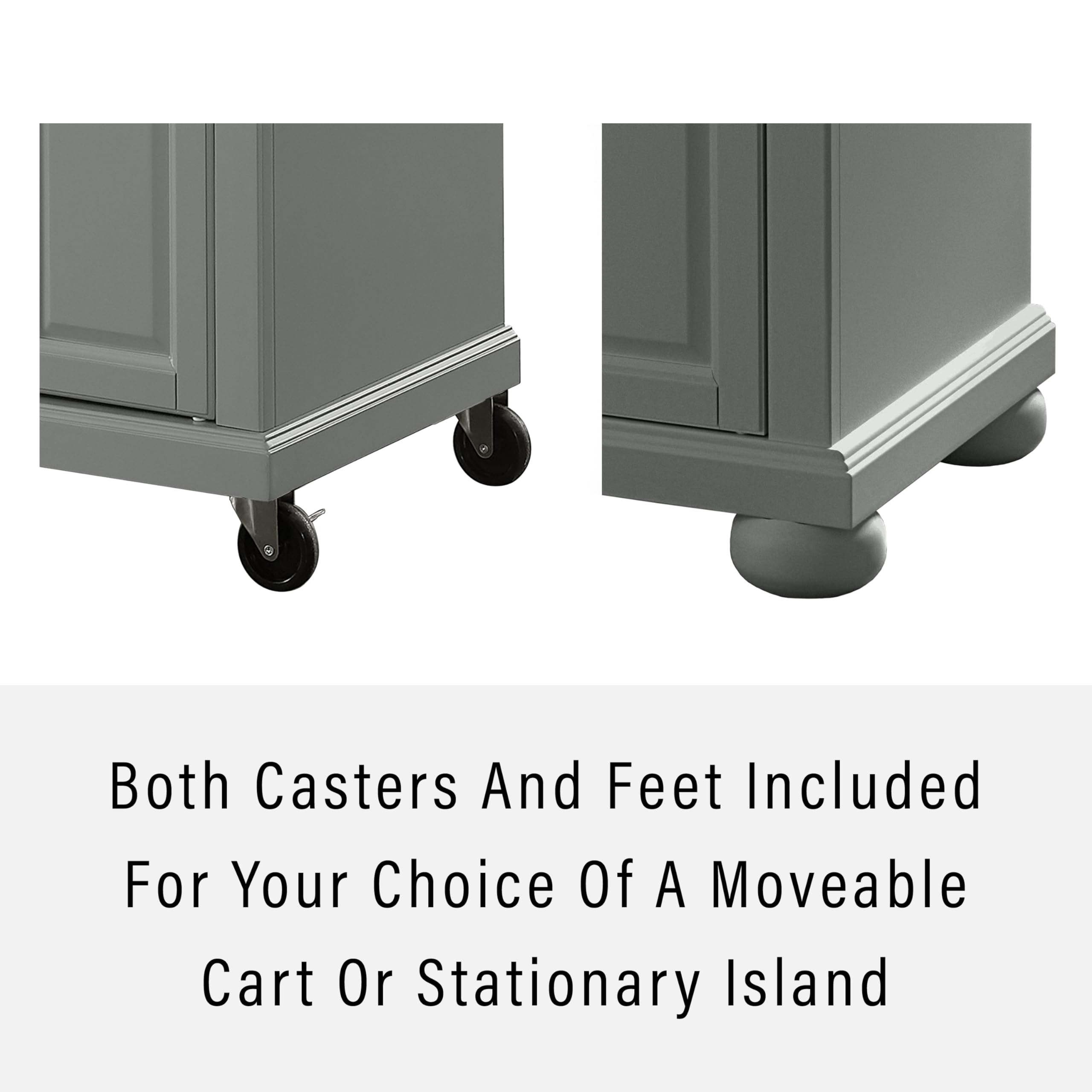 Crosley Alexandria Stainless Steel Rolling Kitchen Island Cart with Storage - Microwave Stand, Gray | Mobile Prep Station for Small Kitchens & Dining Areas
