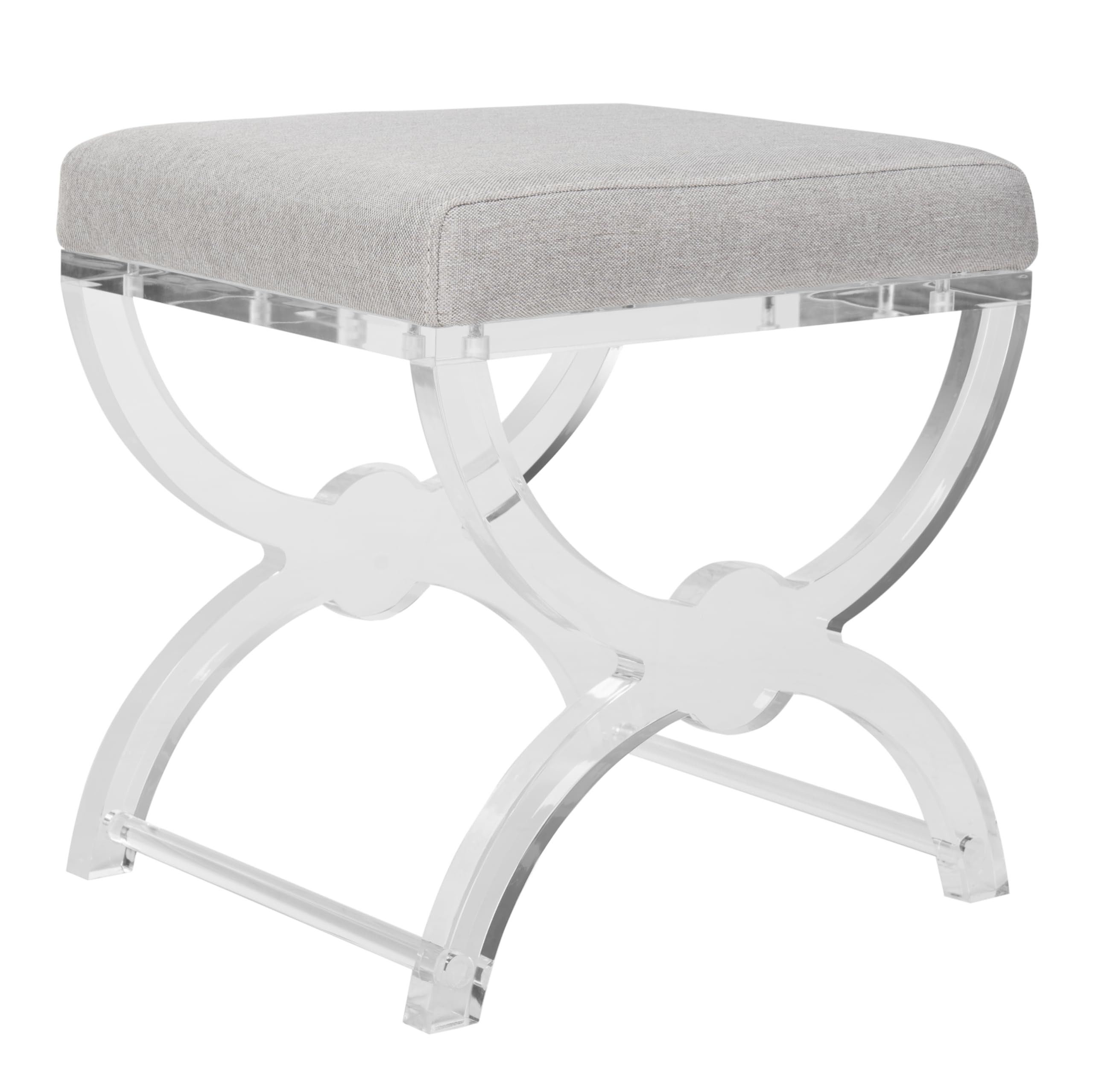 Safavieh Home Collection Delfina Clear Acrylic Ottoman - Modern Coffee Table Stool with Storage - Perfect for Living Room, Bedroom & Office Decor