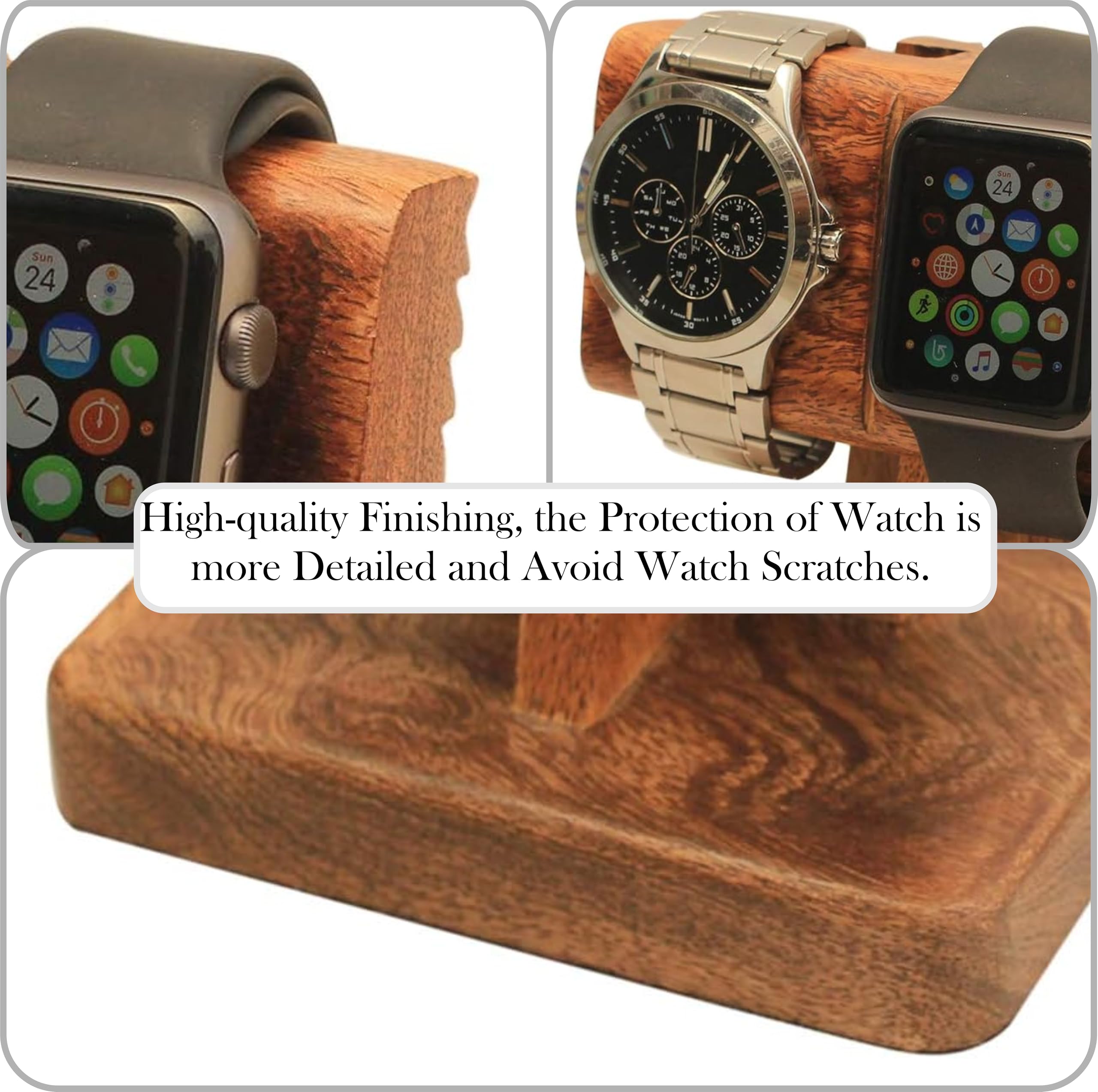 2 in 1 Watch Stand for Men & Women - Premium Watch Display Stand Organizer Fits All Watches - Perfect Gift for Mom, Dad, Grandparents - Elegant Watch Holder for Dresser, Nightstand or Office Desk