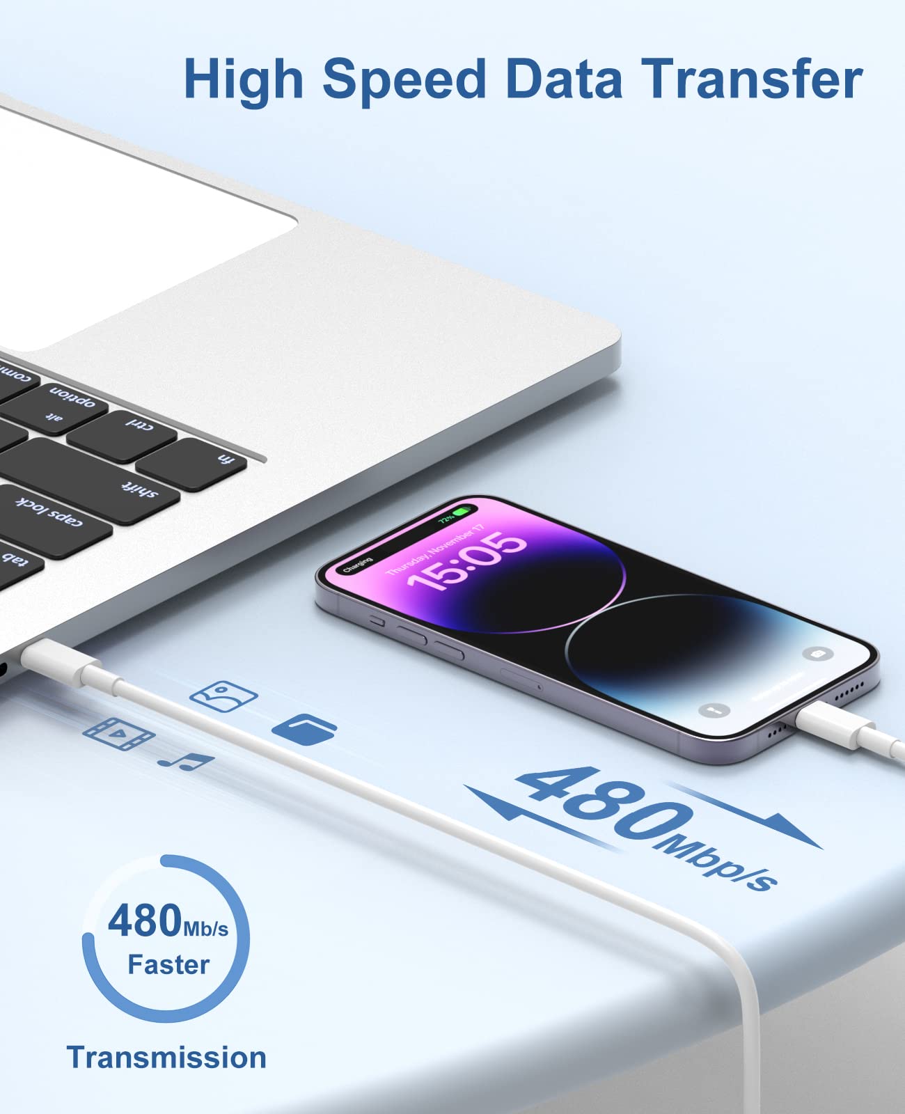Fast Charging USB C to Lightning Cable 3FT (2 Pack) - Apple MFi Certified for iPhone 14/13/12 Pro Max - High Speed Charger Cord for Home, Office & Travel