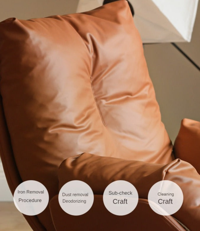 Luxury Italian Organic Leather Swivel Sofa Chair - Modern Living Room, Office & Lounge Seating for Home Decor
