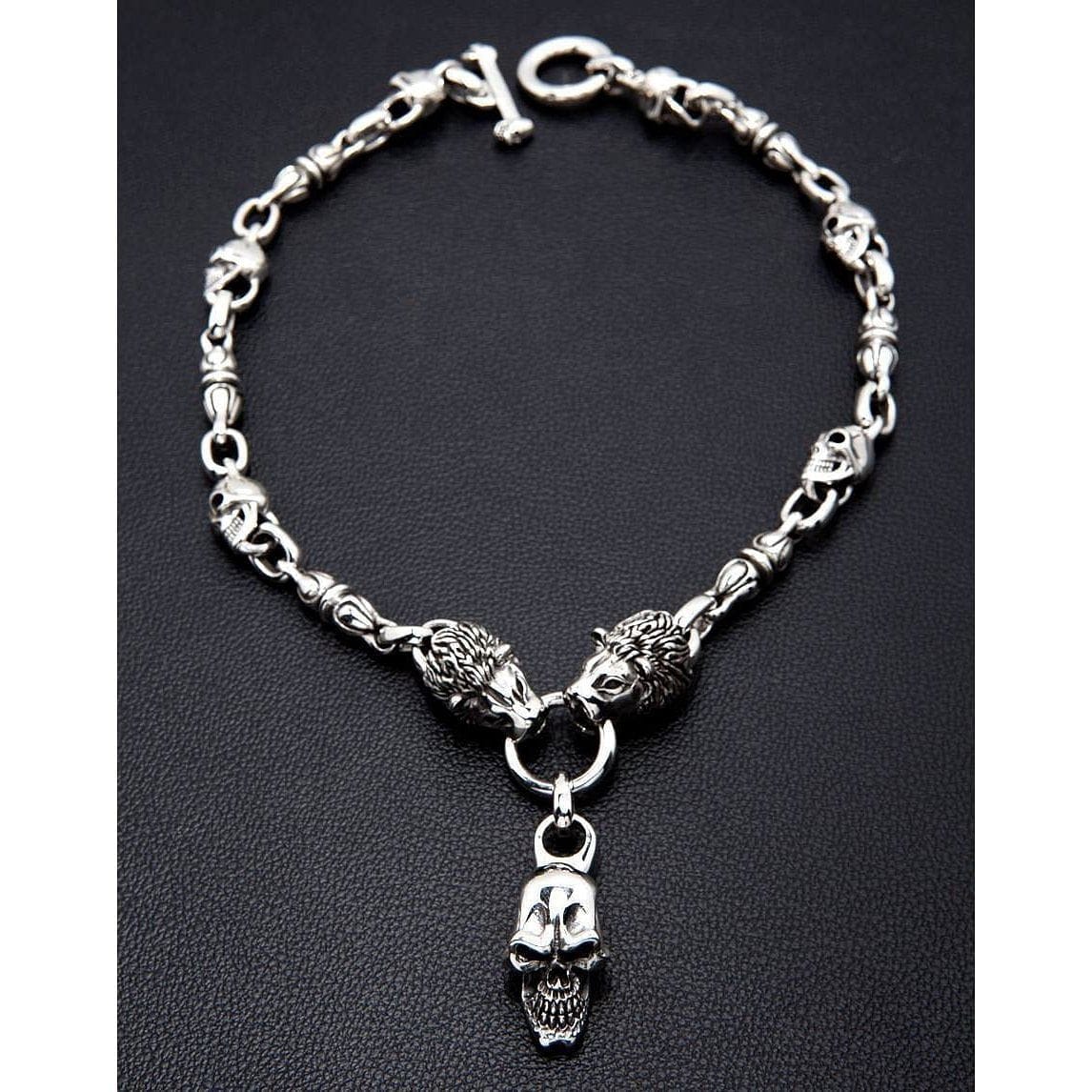 Lion Skull Sterling Silver Biker Necklace for Men - Gothic Punk Jewelry, Motorcycle Rider Gift, Perfect for Biker Gangs, Rock Concerts & Edgy Fashion
