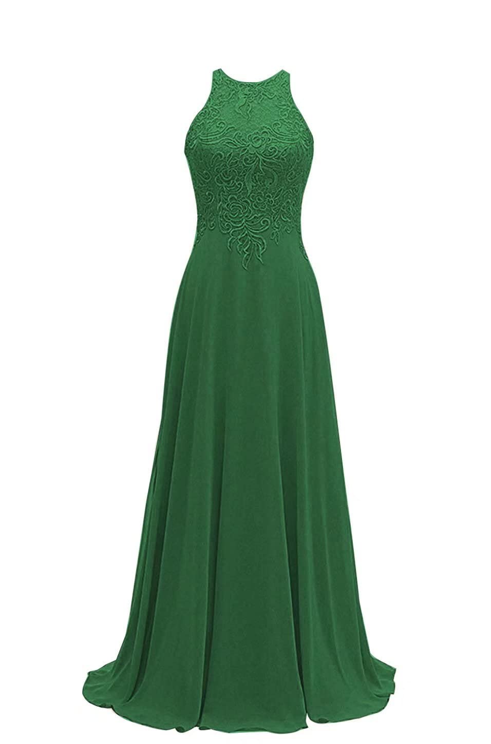 Elegant Halter Lace Mother of The Bride Dress - Long Chiffon A-Line Formal Evening Gown with Sleeveless Design | Perfect for Weddings, Bridesmaid Parties & Special Occasions