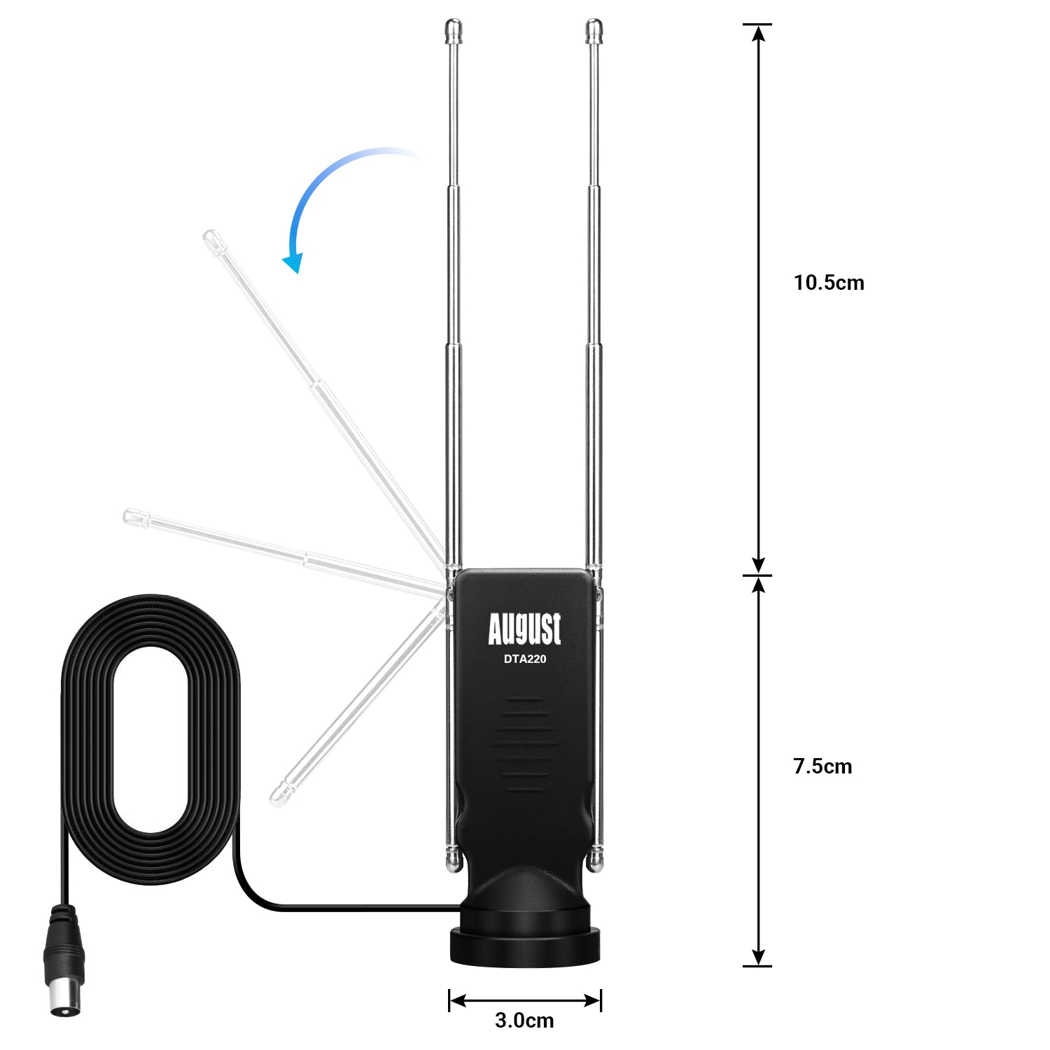 Refurbished Portable Freeview HD TV Aerial - Indoor/Outdoor DVB-T2 Antenna DTA220 for Home, RV & Camping - Enhanced Digital TV Signal Reception