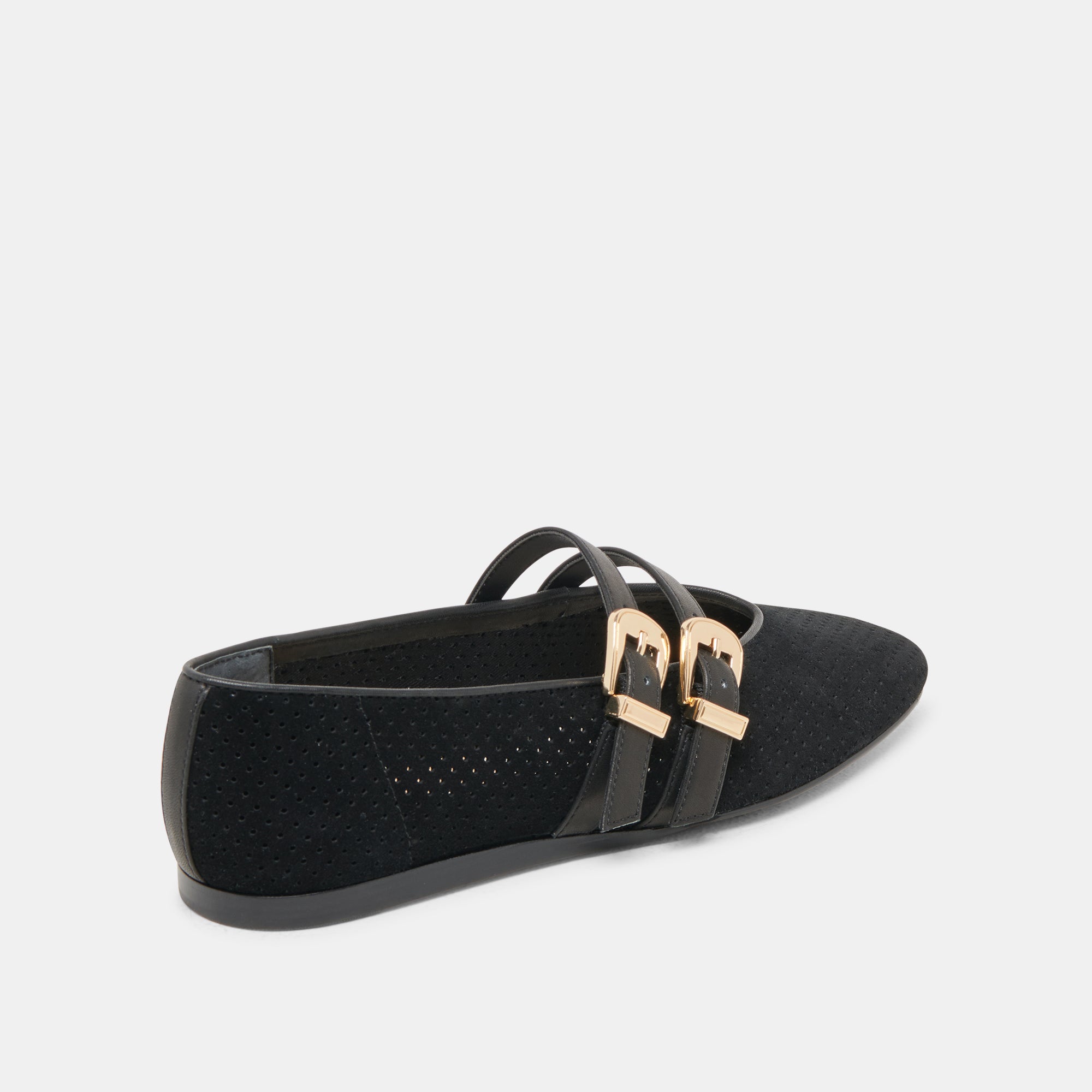 BAYLEE Ballet Flats for Women - Onyx Perforated Suede Comfortable Shoes for Work, Office & Casual Wear