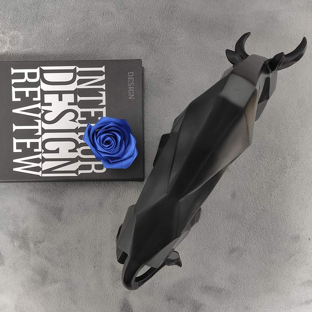 ASNOMY Polyresin Bull Statue - Modern Abstract Animal Sculpture for Home & Office Decor - Unique Geometric Figurine for Living Room, Bookshelf, or Desk Display - Perfect Gift for Art Lovers & Interior Design Enthusiasts