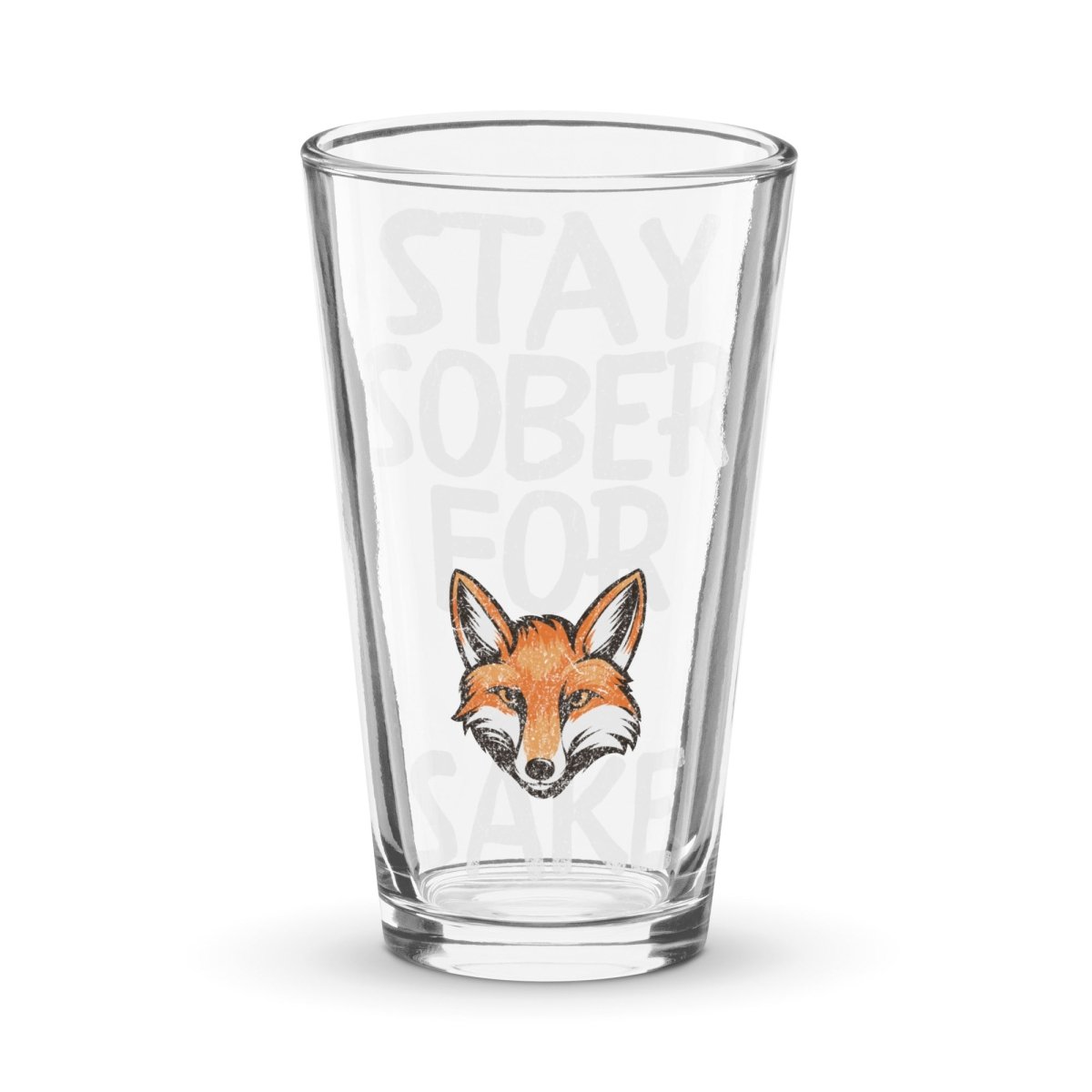 Funny Sober Pint Glass - 16 oz Stay Sober for Fox Sake Drinking Glass for Alcohol-Free Beer, Mocktails & Recovery Support - Perfect for AA Meetings, Sober Parties & Gift Giving
