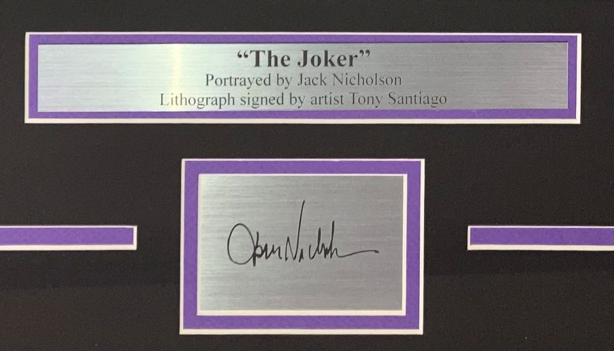 Authentic Jack Nicholson Joker 13x19 Framed Lithograph Signed by Tony Santiago with Laser Authentication - Perfect for Movie Memorabilia Collectors & Batman Fans