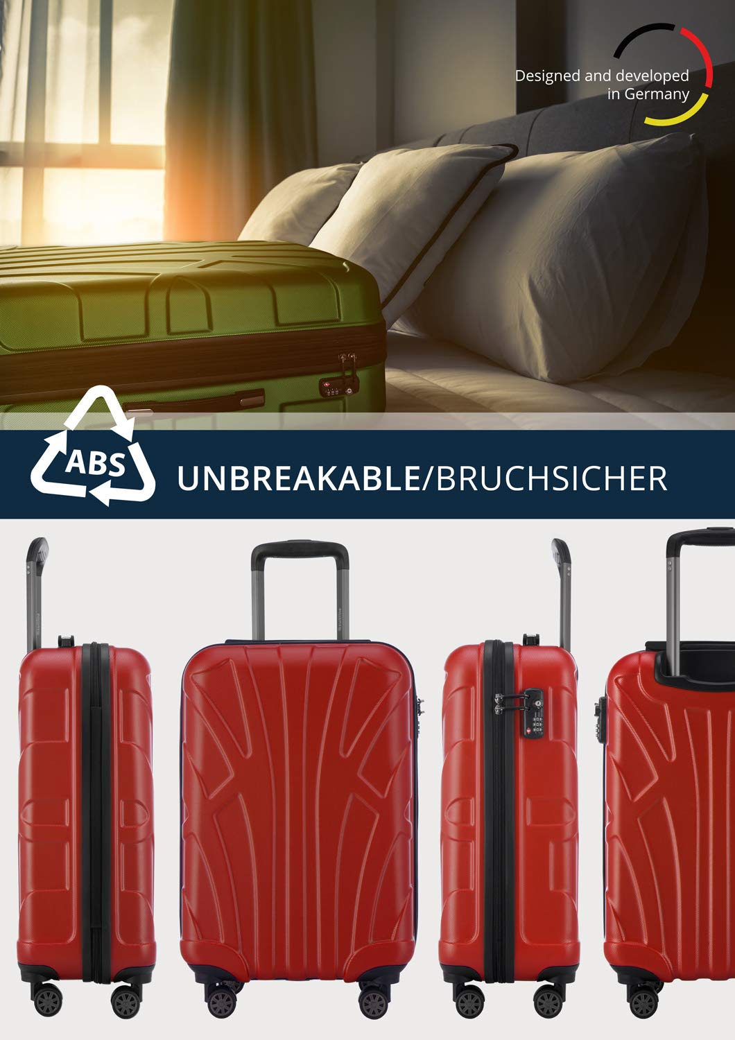 Stylish Suitline Red Hand Luggage 55cm - Perfect for Air Travel & Weekend Getaways