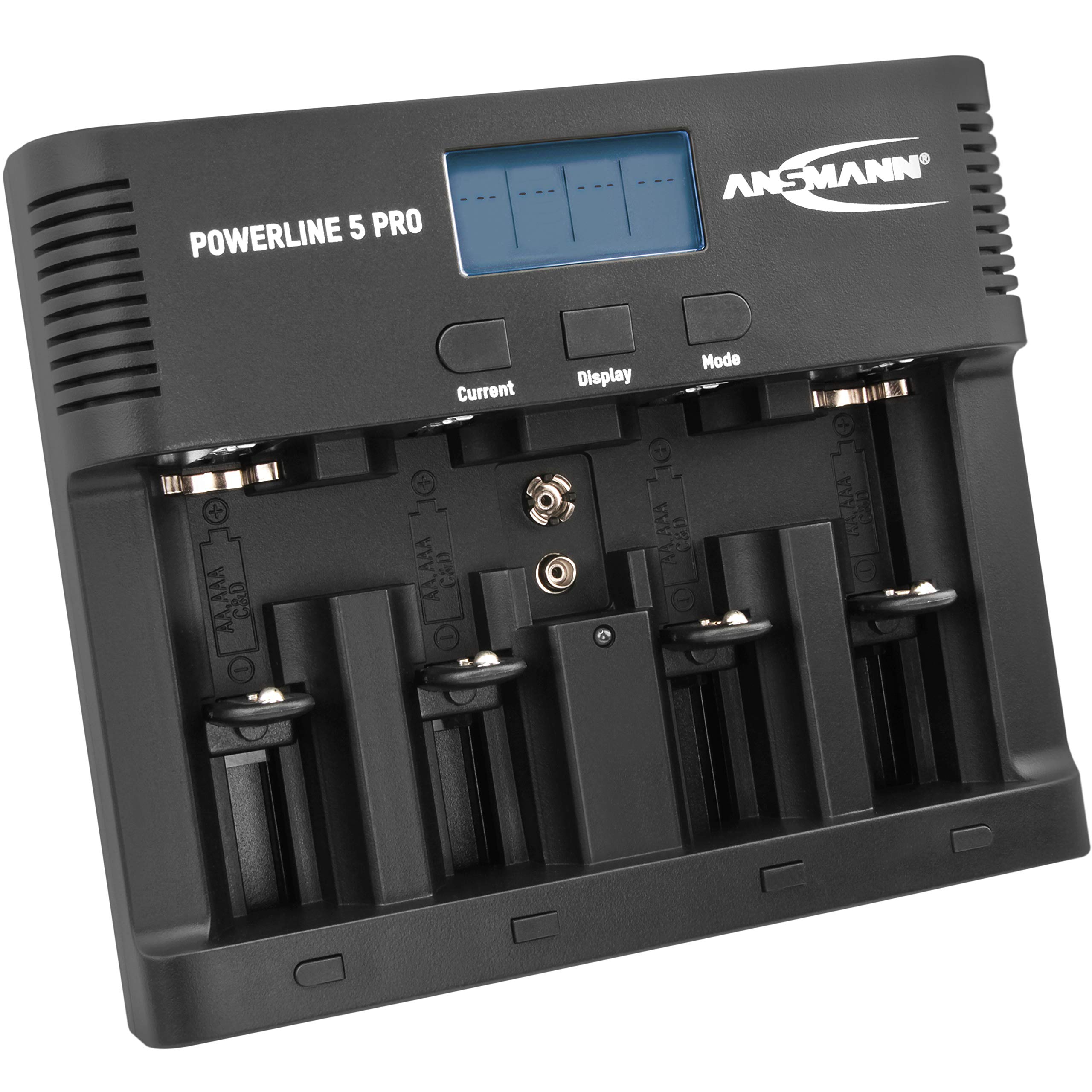 ANSMANN Powerline 5 Pro Smart Battery Charger for AA AAA NiMH NiCd Rechargeable Batteries with LCD Display & Microprocessor Technology - Fast Charging, Overcharge Protection | Perfect for Cameras, Toys, Flashlights & Electronics