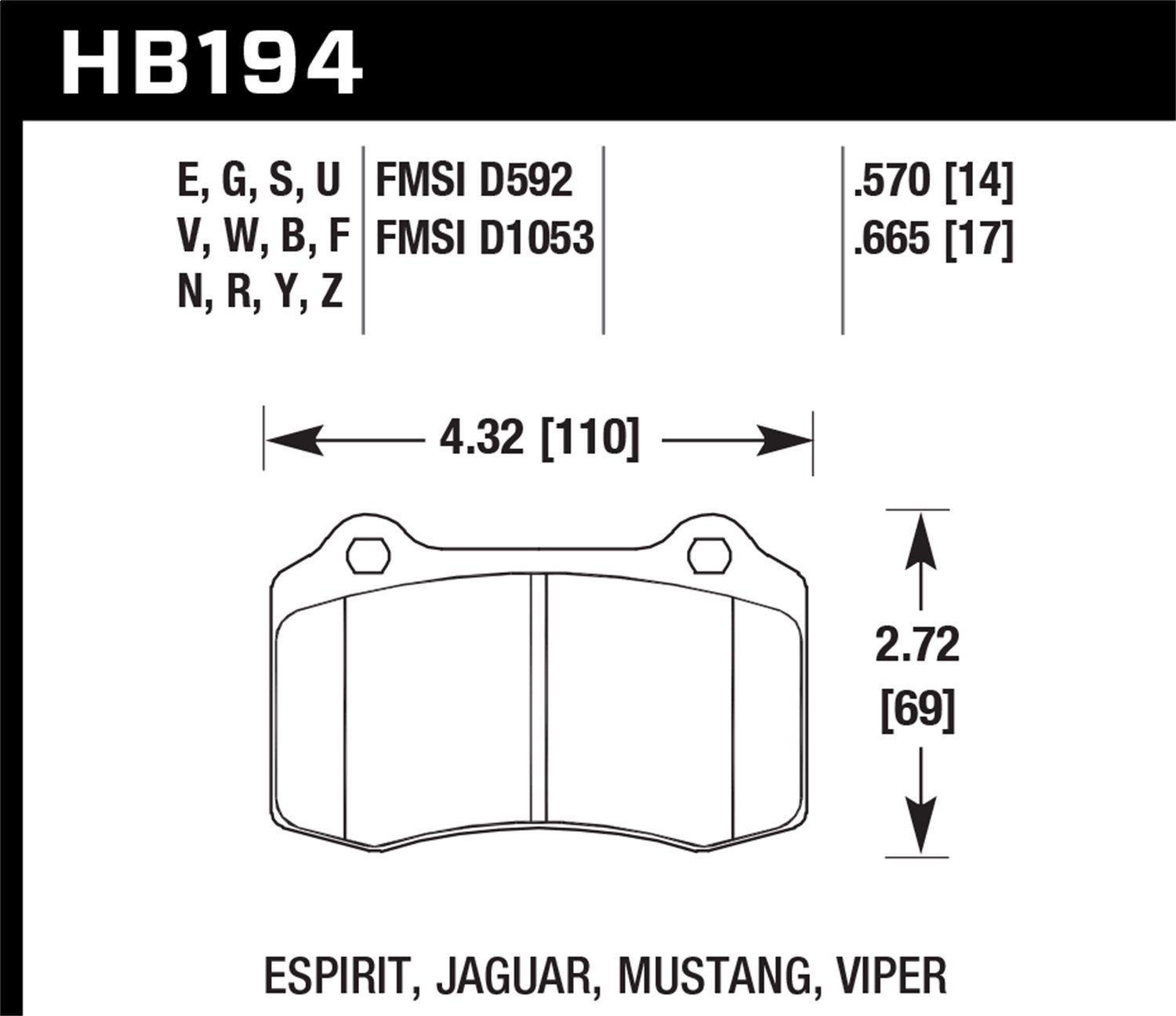 HB194F.665 HPS Performance Street Brake Pads - High Performance Ceramic Brake Pads for Cars & Trucks | Smooth Stopping Power for Daily Driving & Commuting