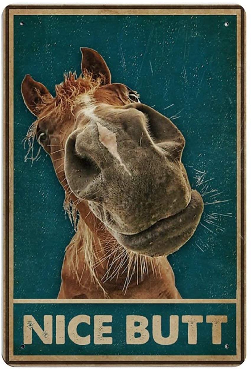 Funny Horse Metal Wall Art Sign - Retro Look at You Decor for Game Cafes, Pubs & Beer Clubs - 12x16 Inch Home & Bar Decor - Perfect for Man Cave, Basement & Garage Decorations