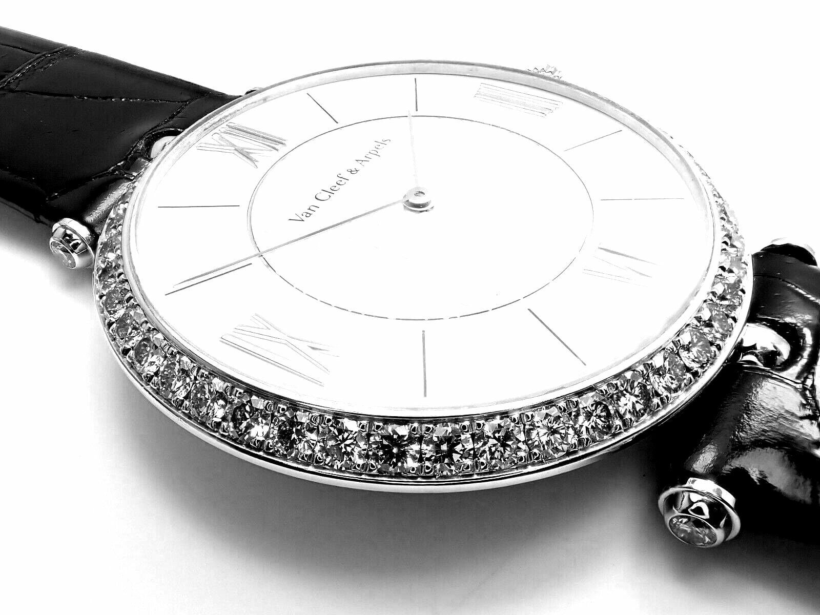 Authentic Van Cleef & Arpels Pierre Arpels 18K White Gold Diamond 42mm Luxury Watch for Men - Perfect for Formal Events & Business Occasions