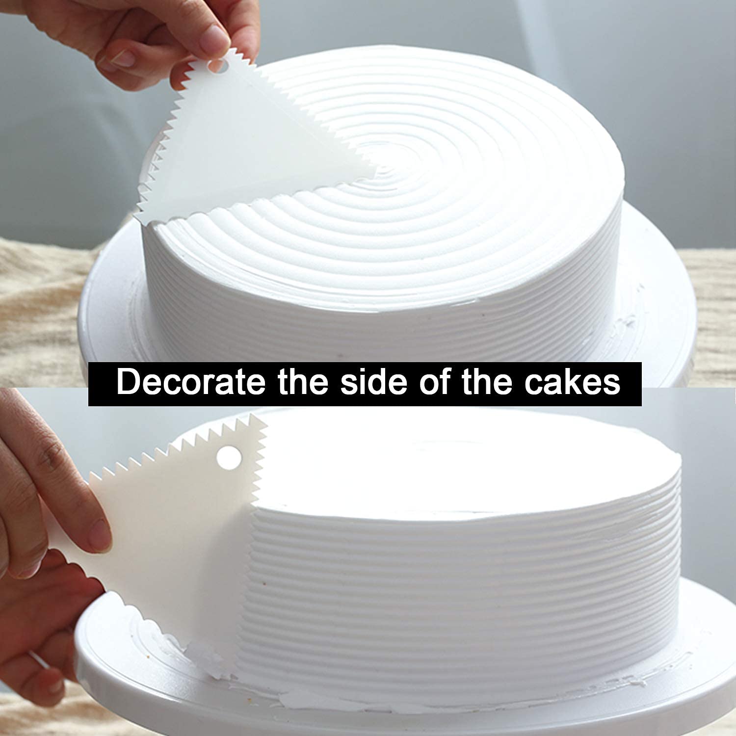 Anvin Cake Scraper Smoother Tool Set - 10 Pcs Plastic Icing Smoother & Frosting Scraper Combo for Buttercream Cake Decorating, Baking, Birthday Cakes - Perfect for Professional Bakers & Home Kitchen DIY Projects