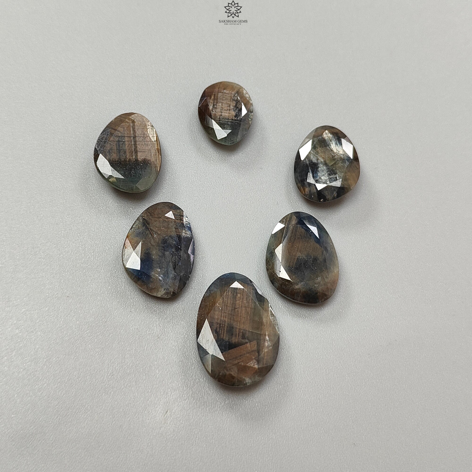 Natural Untreated Golden Brown Chocolate Sapphire Gemstone - 76.70cts Faceted Cut Fancy Shape (15x12mm to 22x16mm) 6pc Set for Jewelry Making - Perfect for Rings, Necklaces & Luxury Gift Boxes