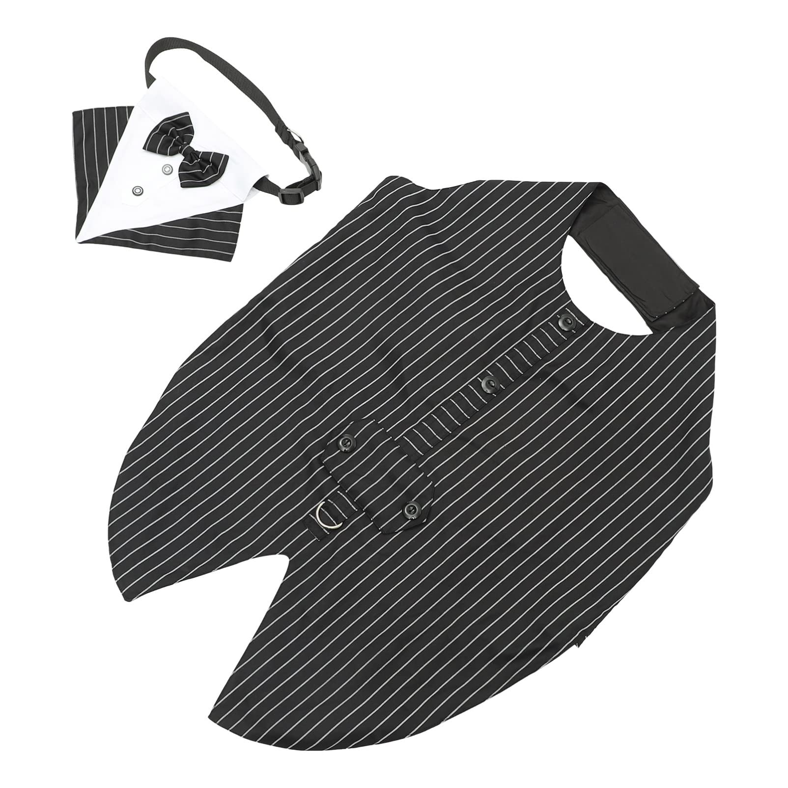 POPETPOP Dog Tuxedo & Bandana Set - Formal Pet Suit with Bow Tie Shirt & Collar for Weddings & Special Occasions | Black Pet Accessories for Dogs & Cats