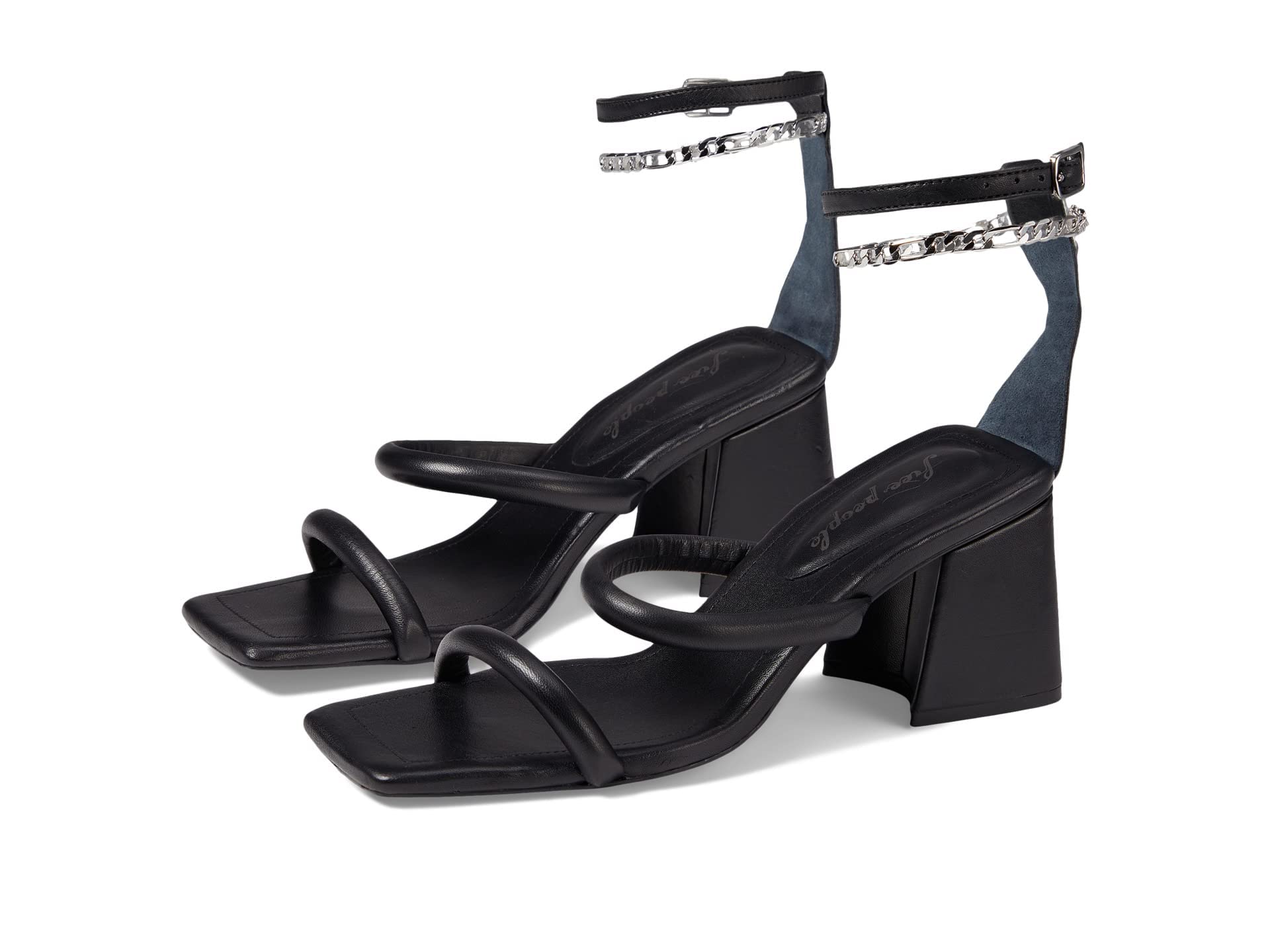 Free People Parker Chain Heels for Women - Adjustable Buckle Strap, Leather Insole, Stylish High Heels for Parties, Weddings & Evening Events