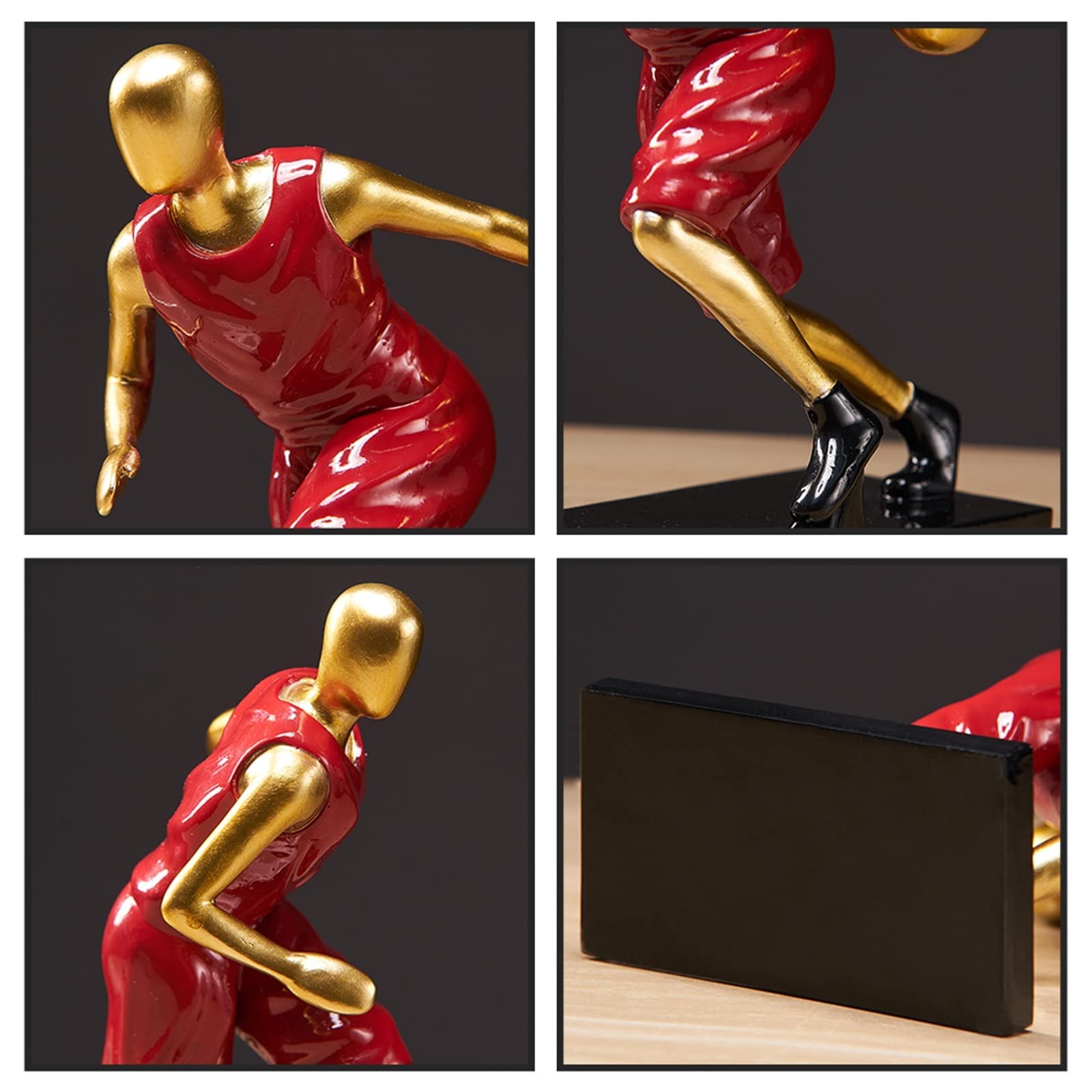 Resin Basketball Player Statue - Modern Home & Desk Decor for Basketball Lovers (Red) - Perfect Gift for Sports Fans