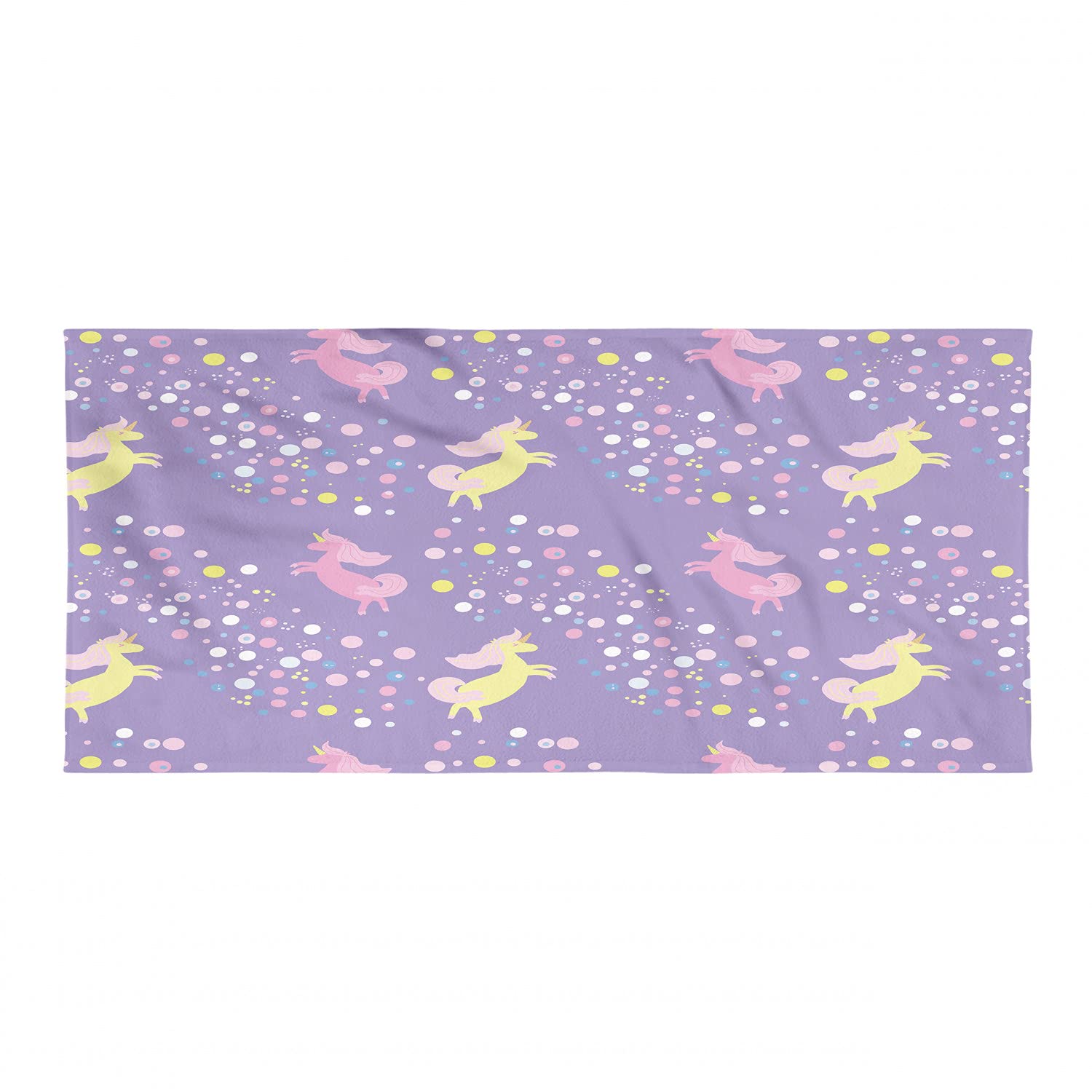 Ambesonne Cartoon Hiking Towel - Quick Dry Soft Lightweight Microfiber with Unicorn Fantasy Design for Camping, Backpacking, Sports & Beach - Purple Mustard Pink | Perfect for Outdoor Adventures, Gym & Travel Accessories