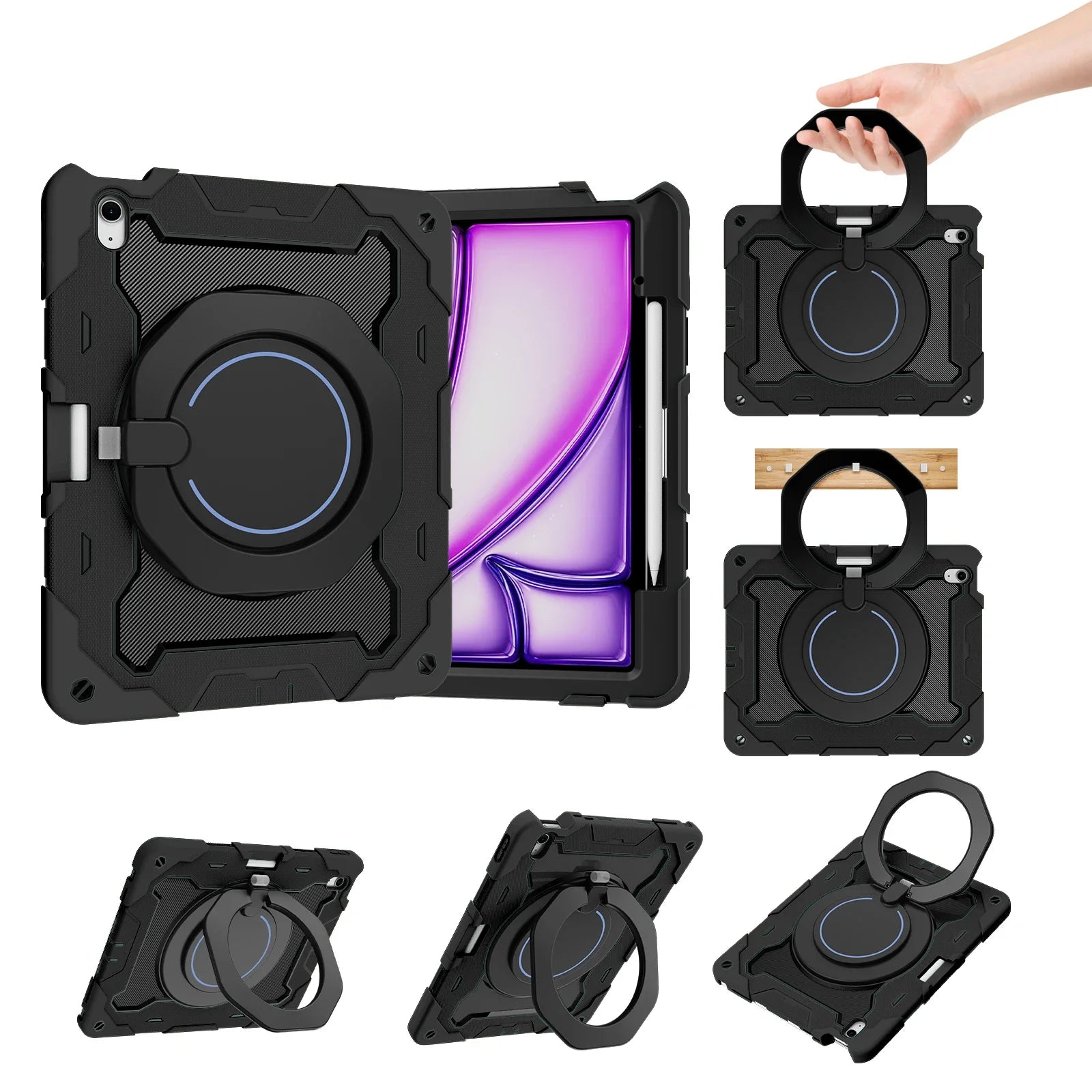 Kids iPad Air 6 13-inch 2024 Heavy Duty Rugged Shockproof Stand Case - Protective Cover for School, Travel & Outdoor Play