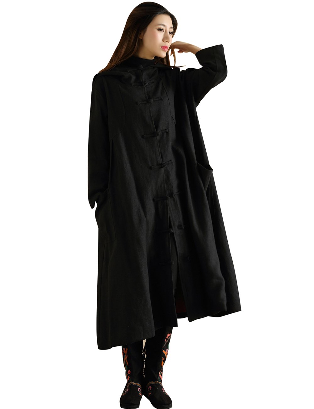 Women's Warm Hooded Witch Trench Coat - Waterproof Winter Long Coat for Halloween, Cosplay & Outdoor Activities