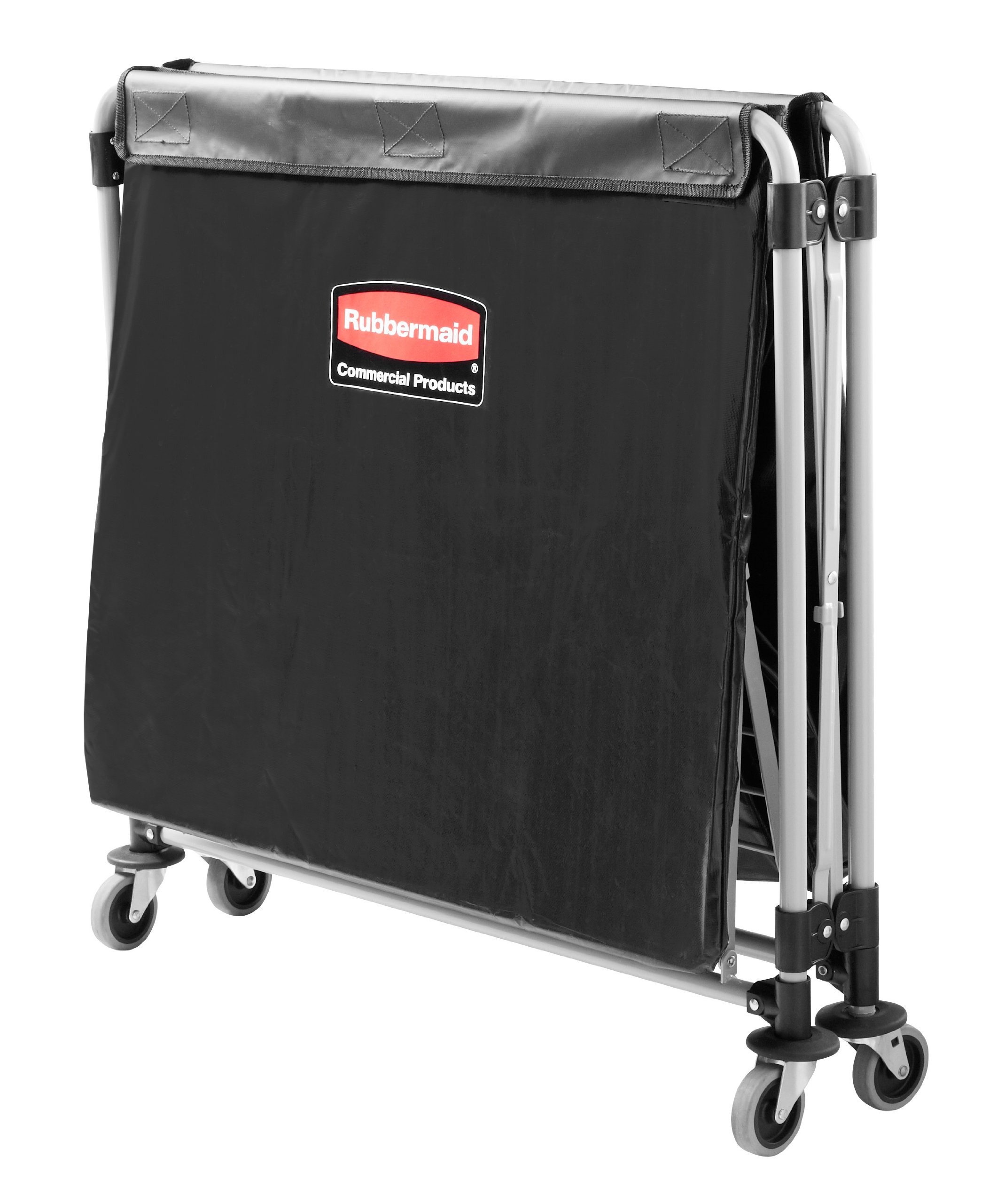 Rubbermaid Commercial Collapsible X Cart - 8 Bushel Steel Laundry Bin with Wheels for Hotel, Nursing Home, College & Home Use - Heavy Duty Utility Cart for Laundry, Supplies & Groceries - Ideal for Commercial & Residential Spaces