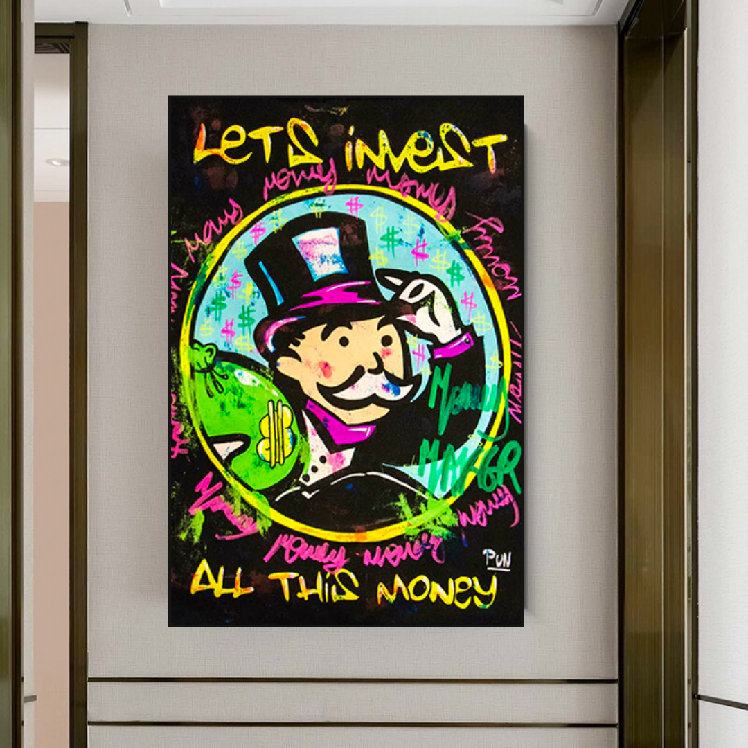 Alec Monopoly 'Let's Invest All Your Money' Canvas Art Print - Modern Wall Decor for Home, Office & Gallery