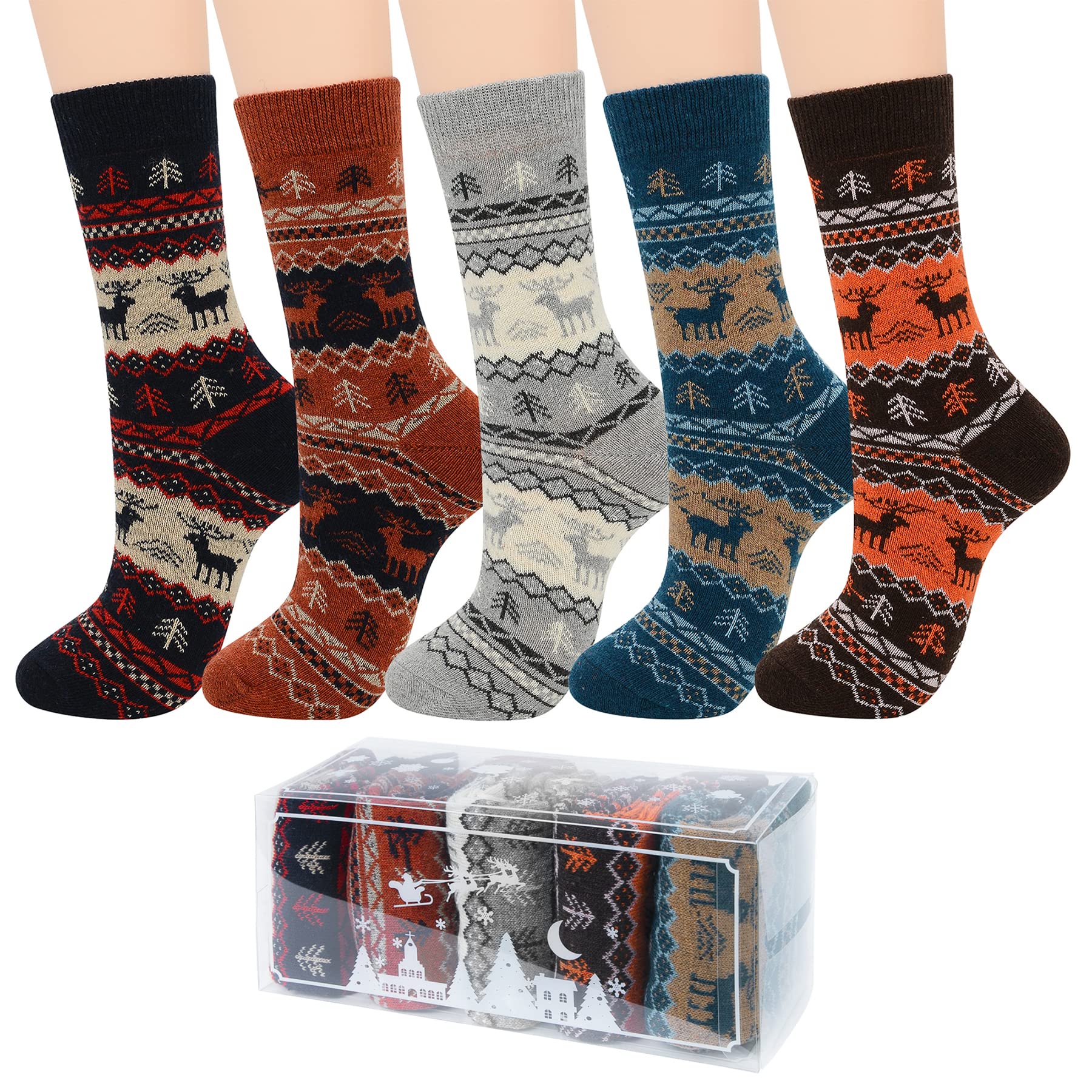 Zando Women's Christmas Wool Socks - Warm Thermal Thick Crew Socks for Winter, Hiking & Outdoor Activities | Cozy Holiday Gift for Her, Perfect for Snow Days & Cold Weather Adventures