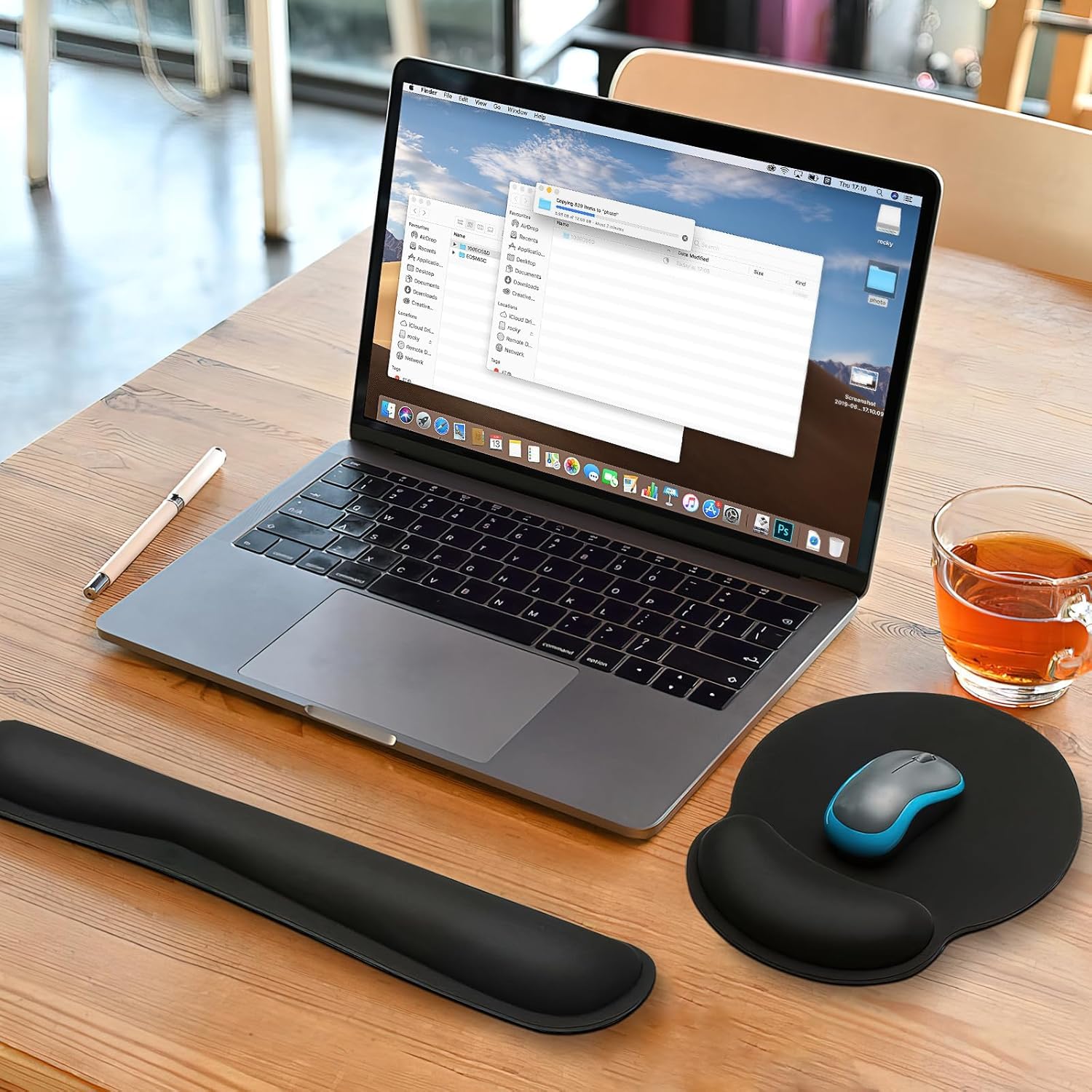 Ergonomic 3-in-1 Mouse Pad with Wrist Rest - Comfortable Gel Keyboard & Mouse Pad for Office Work, Gaming & Travel - Black Computer Accessories for Home & Office Use