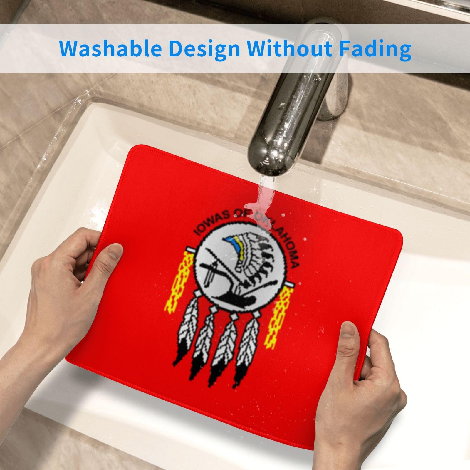 Oklahoma Iowa Tribe Flag Mouse Pad - 10x12 Inch Waterproof Non-Slip Rubber Gaming Mousepad for Office & Laptop Use - Perfect for Work, Gaming & Home Decor