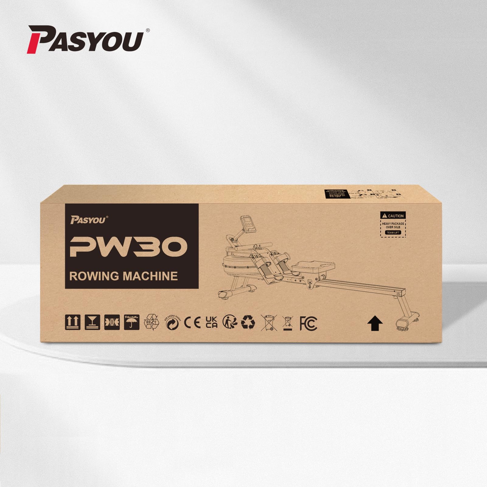 PASYOU Water Rowing Machine for Home Use - 350LBS Weight Capacity, Bluetooth Connectivity & LCD Monitor - Perfect for Cardio Workouts, Full-Body Training and Home Gym Fitness