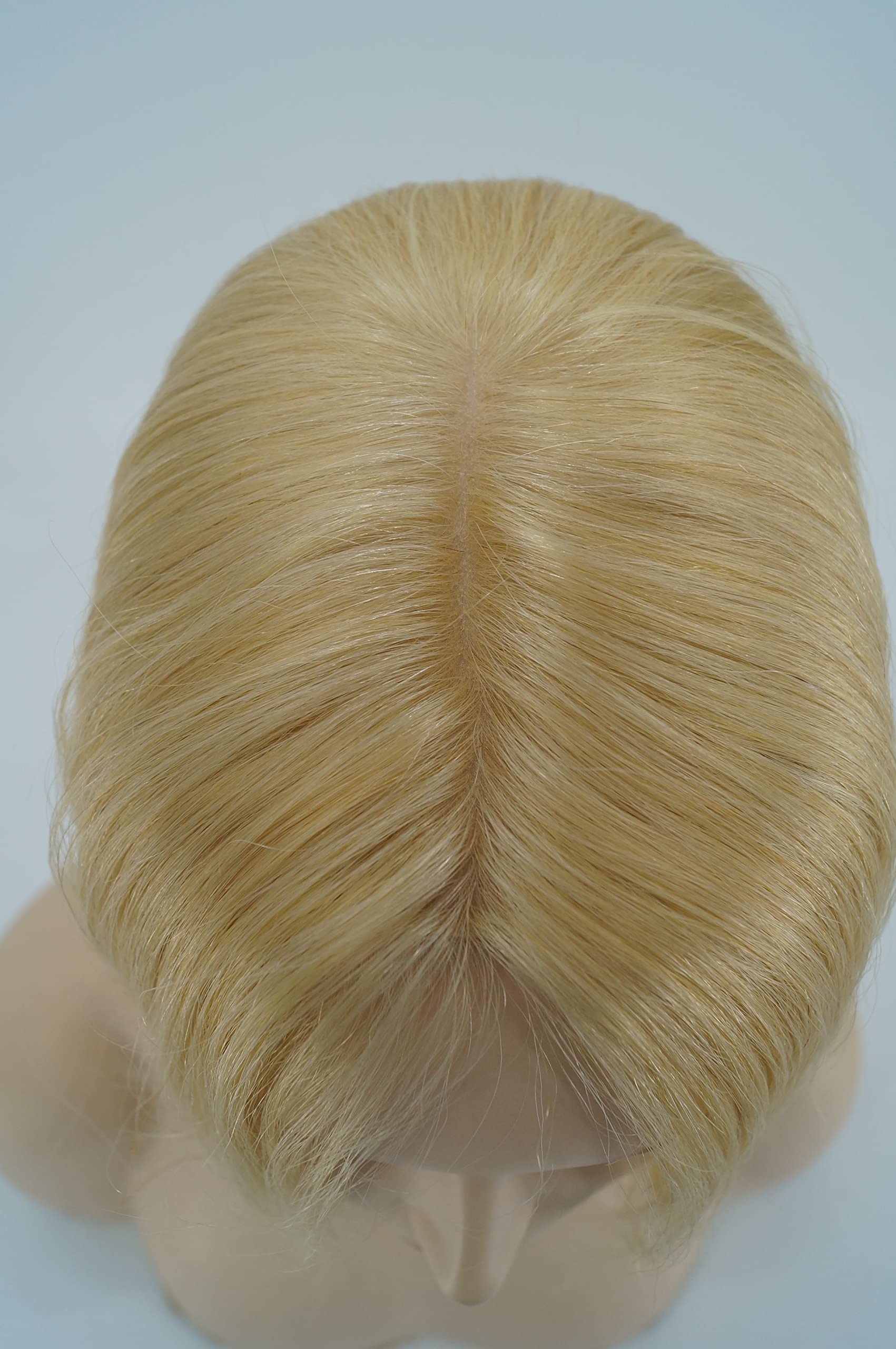 13x15cm Human Hair Silk Base Hair Topper for Women with Thinning Hair & Grey Hair - 4 Clip-In Extensions (#613 Bleach Blonde, 16 Inch) - Perfect for Daily Wear, Parties & Special Occasions