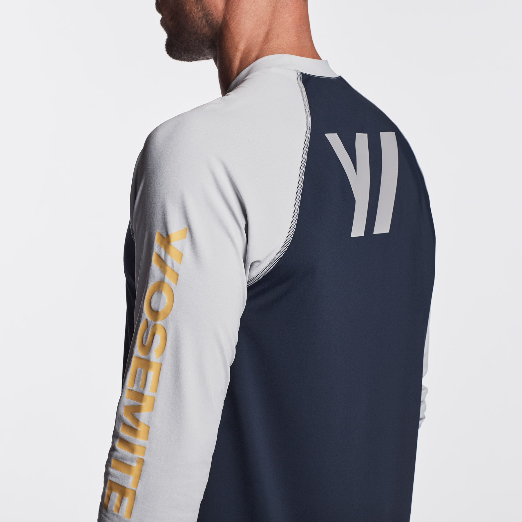 High-Performance Graphic Knit Raglan T-Shirt - Deep Navy & Steel Gray | Gym, Workout & Casual Wear