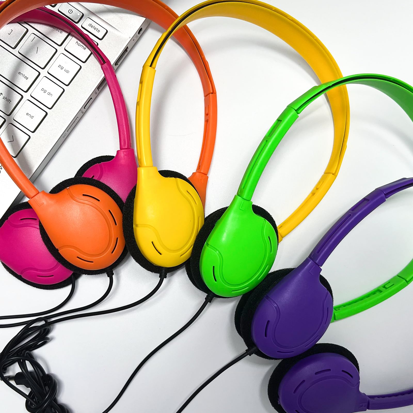20 Pack Bulk Kids Headphones for School Classroom - Adjustable 3.5mm Jack Headphones for Students, Children & Adults - Multi Color Earphones for Library, Online Learning & Home Study