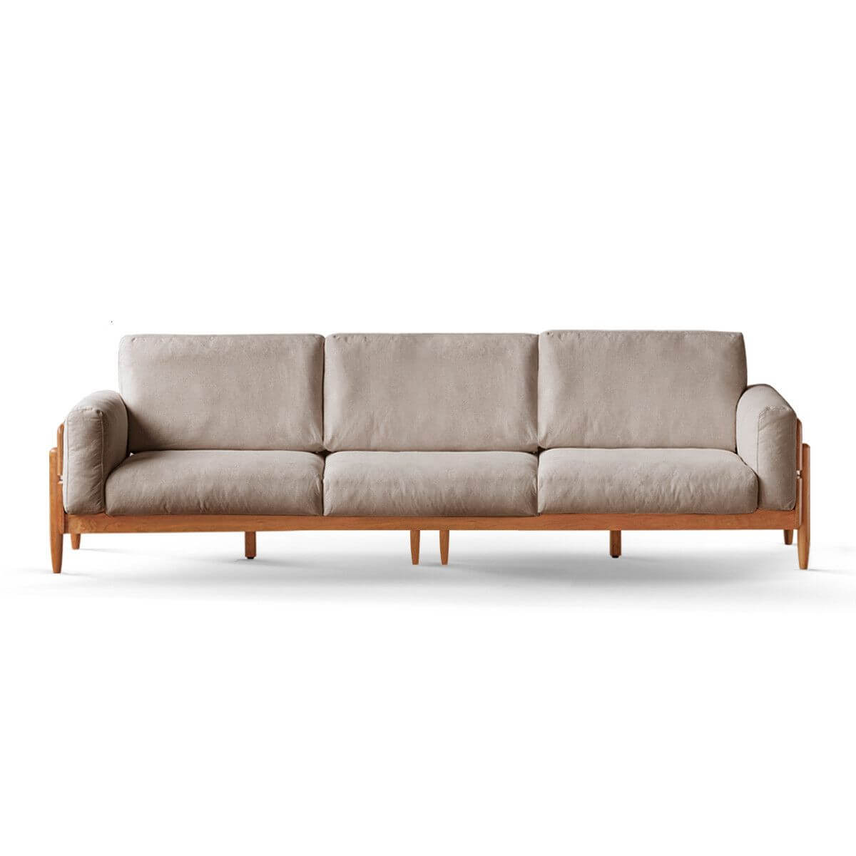 Minimalist 3-Seater Sofa in White, Olive Green & Sepia - Modern Solid Color Couch for Living Room, Lounge & Office