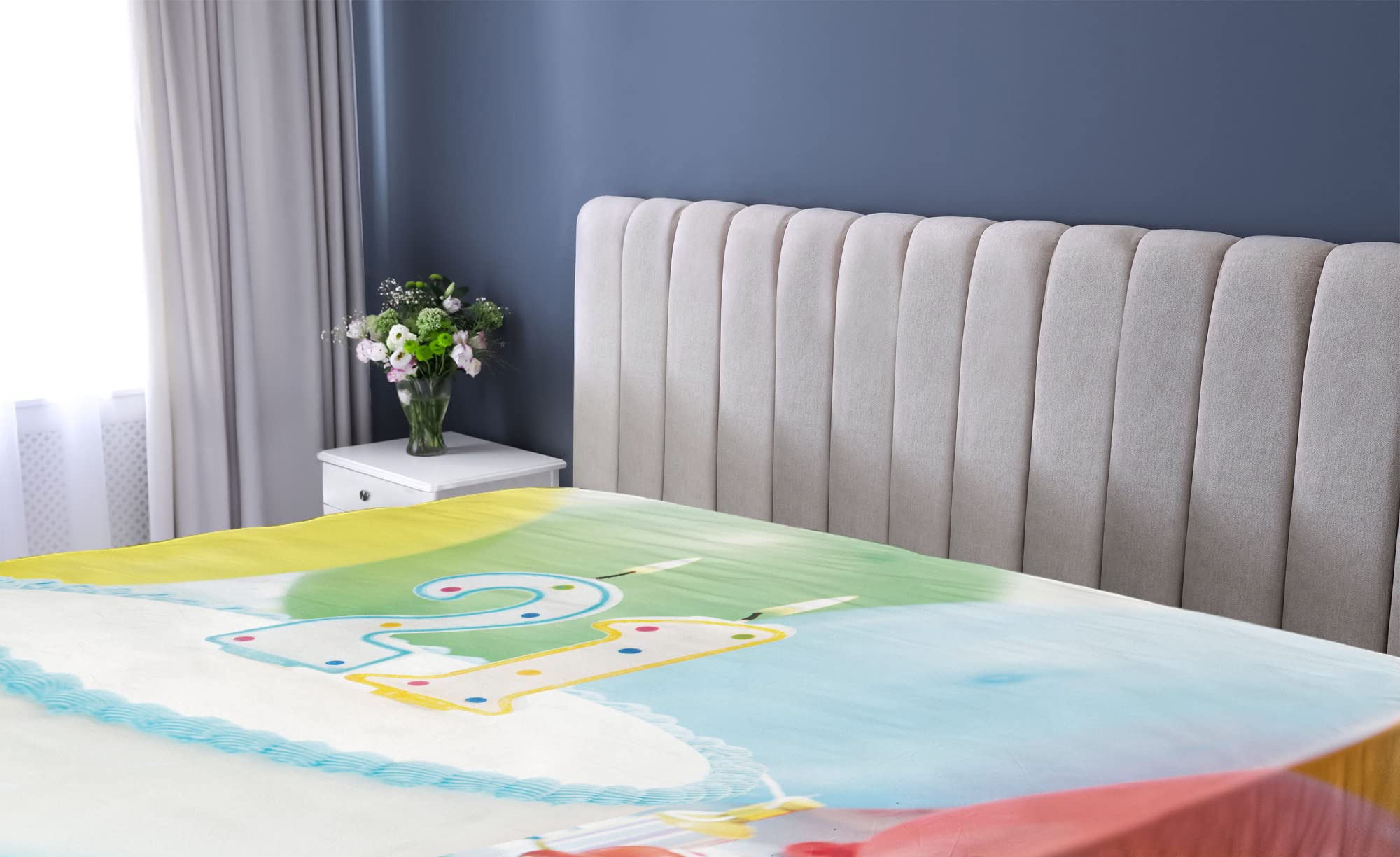 Ambesonne 21st Birthday Fitted Sheet - USA Legal Age 21 Party Cake & Balloons Print - Deep Pocket Elastic Twin XL Bed Cover - White & Pale Blue - Perfect for College Dorms, Birthday Decor & Themed Parties