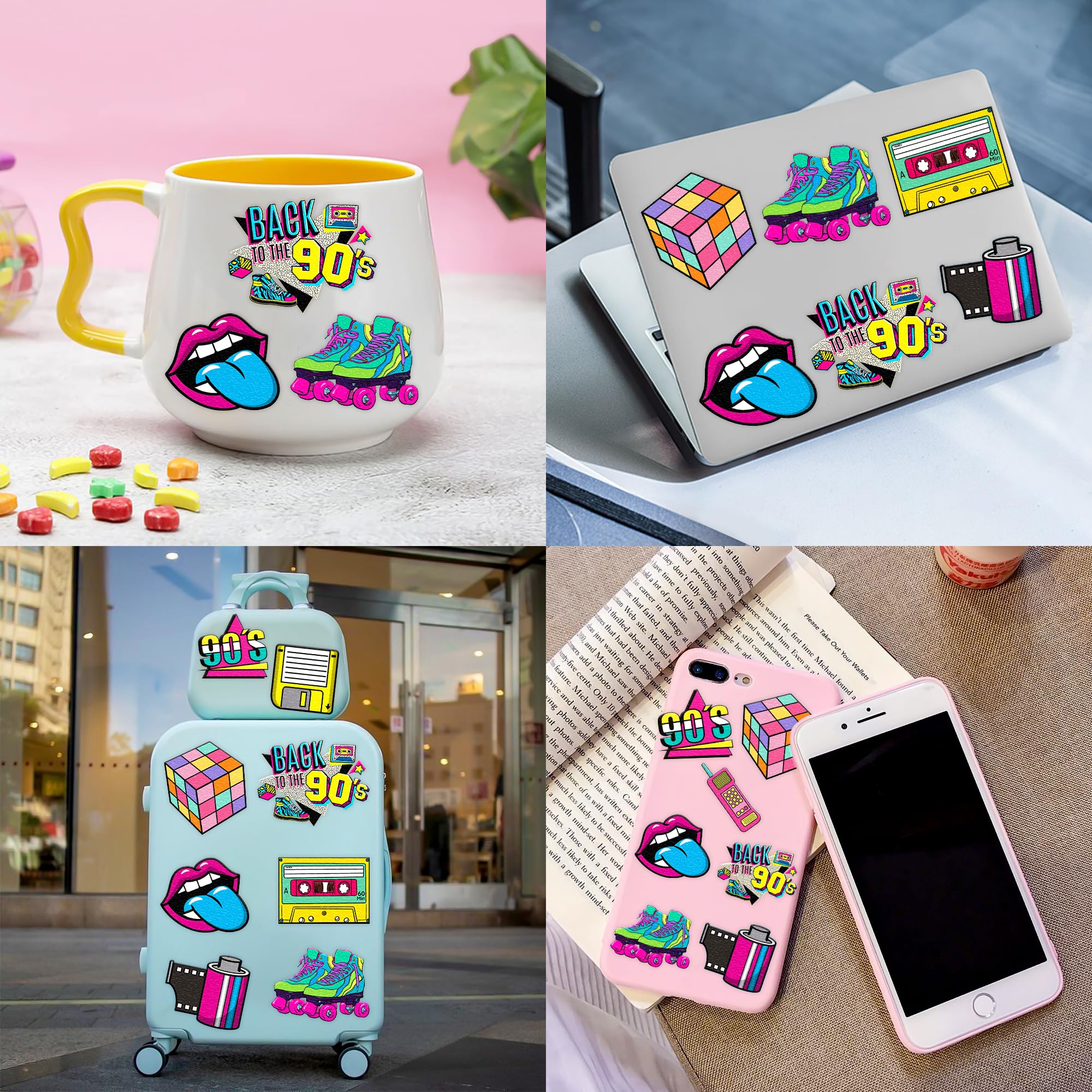 48PCS 90s & 80s Party Favors - 24PCS Temporary Tattoos & 24PCS Slap Bracelets, Retro 90s Birthday Party Supplies Decorations for Kids, Classroom Prizes & Rewards for Boys & Girls - Perfect for 90s Theme Parties, School Events & Birthday Gifts