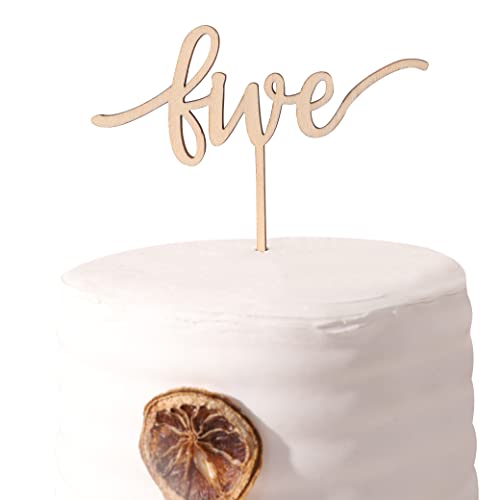 Wood Cake Toppers Five Year Sign