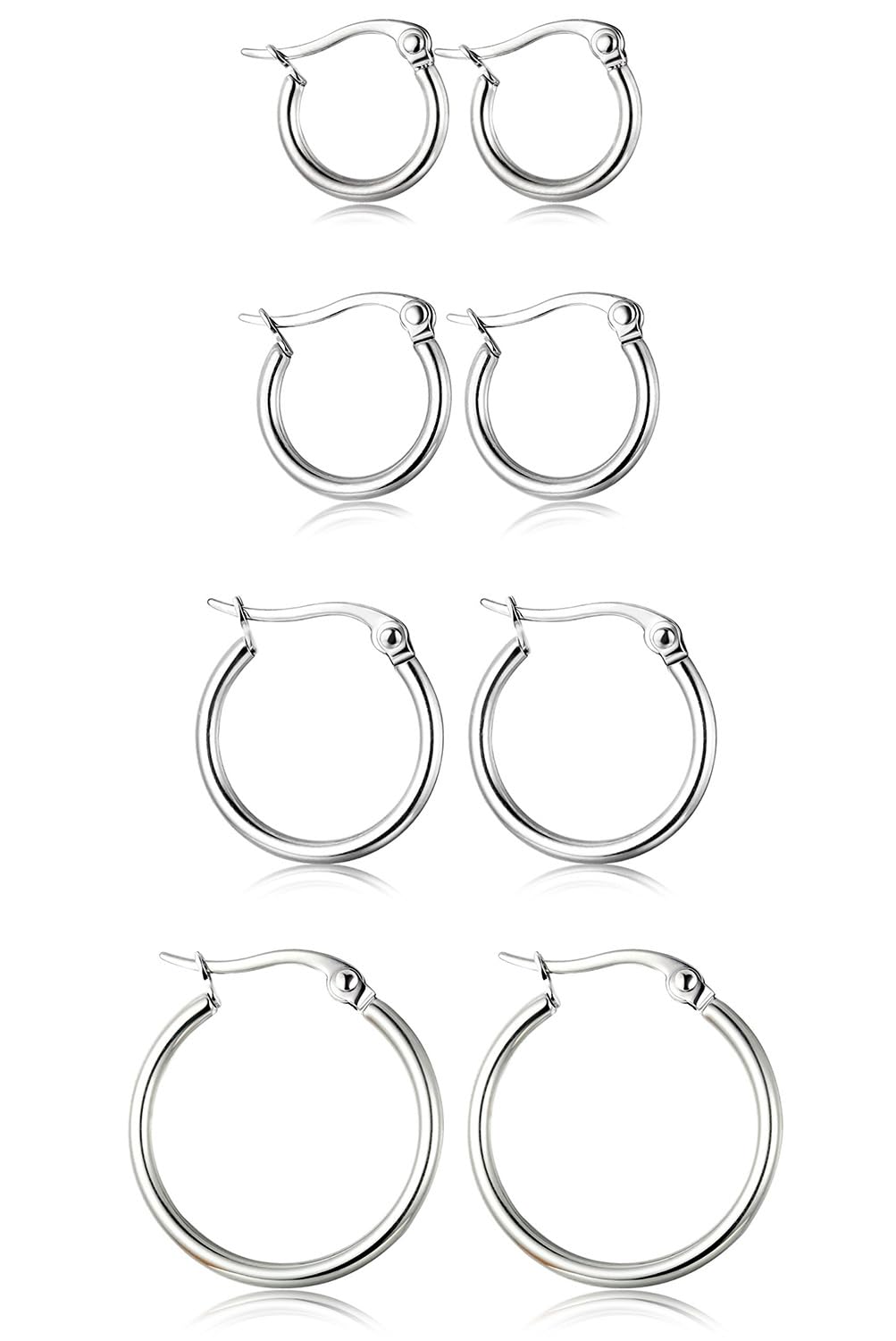 ORAZIO Stainless Steel Huggie Hoop Earrings for Women - Tiny CZ Stud & Cartilage Earrings Set | Hypoallergenic Jewelry for Everyday Wear, Gift for Her, Party & Office Accessories