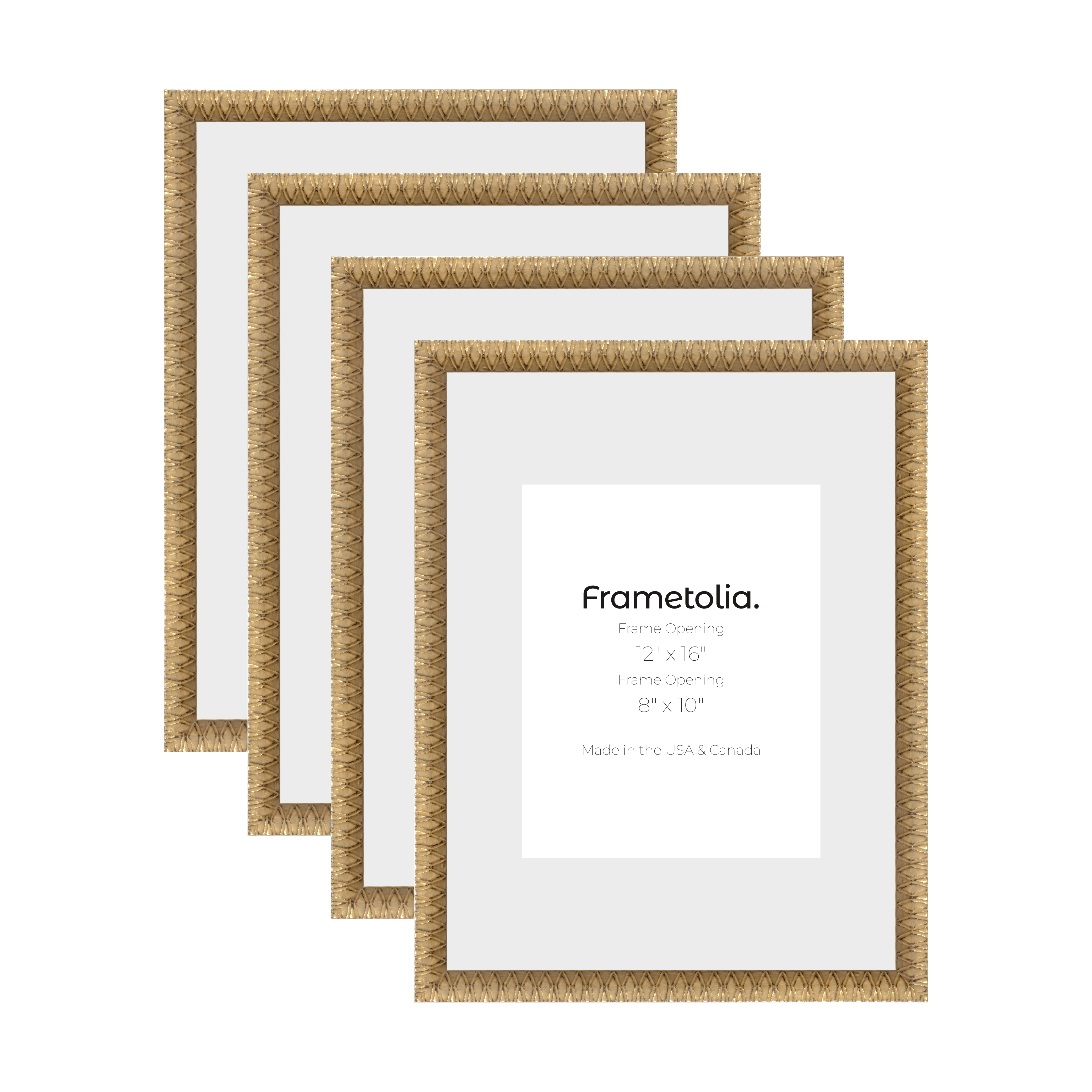 Art Deco Gold Wall Frames - Set of 4 (7/8 Inch Width) - Perfect for Living Room, Bedroom & Office Decor