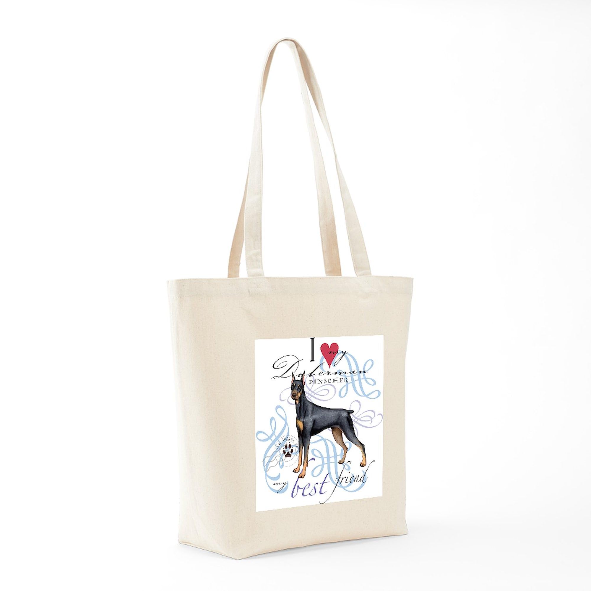 Doberman Pinscher Tote Bag - Natural Canvas Reusable Shopping Bag for Groceries, Beach & Everyday Use | CafePress