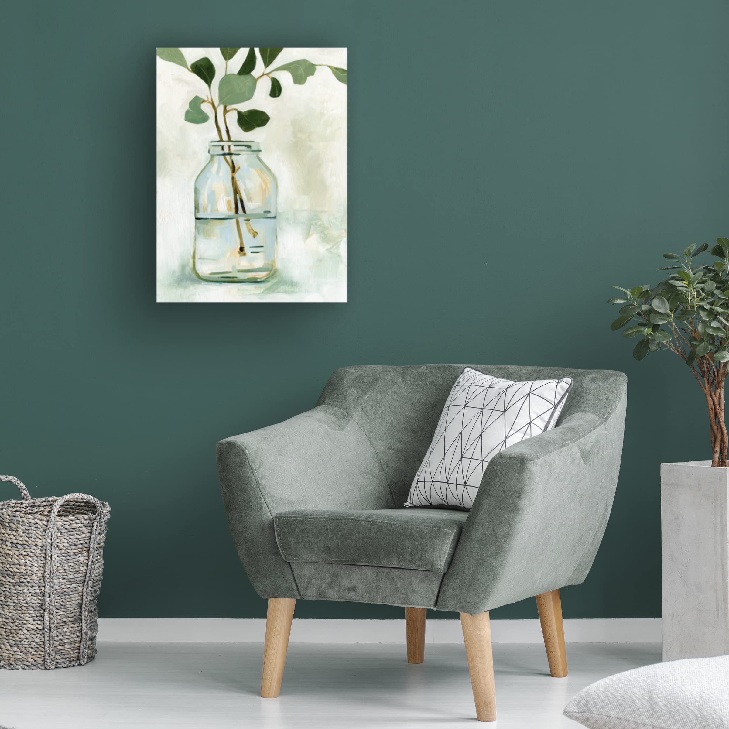 Emma Caroline 'Eucalyptus Branch Still Life II' Canvas Wall Art Print - Modern Botanical Home Decor for Living Room, Bedroom & Office