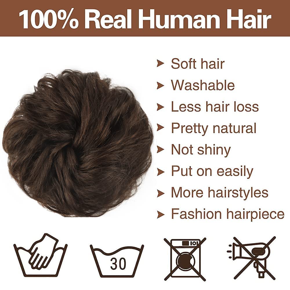 MoonEyes 1 Piece Brown Hair Bun Extension - Synthetic Fiber Hairpiece for Women | Perfect for Updos, Weddings, and Cosplay