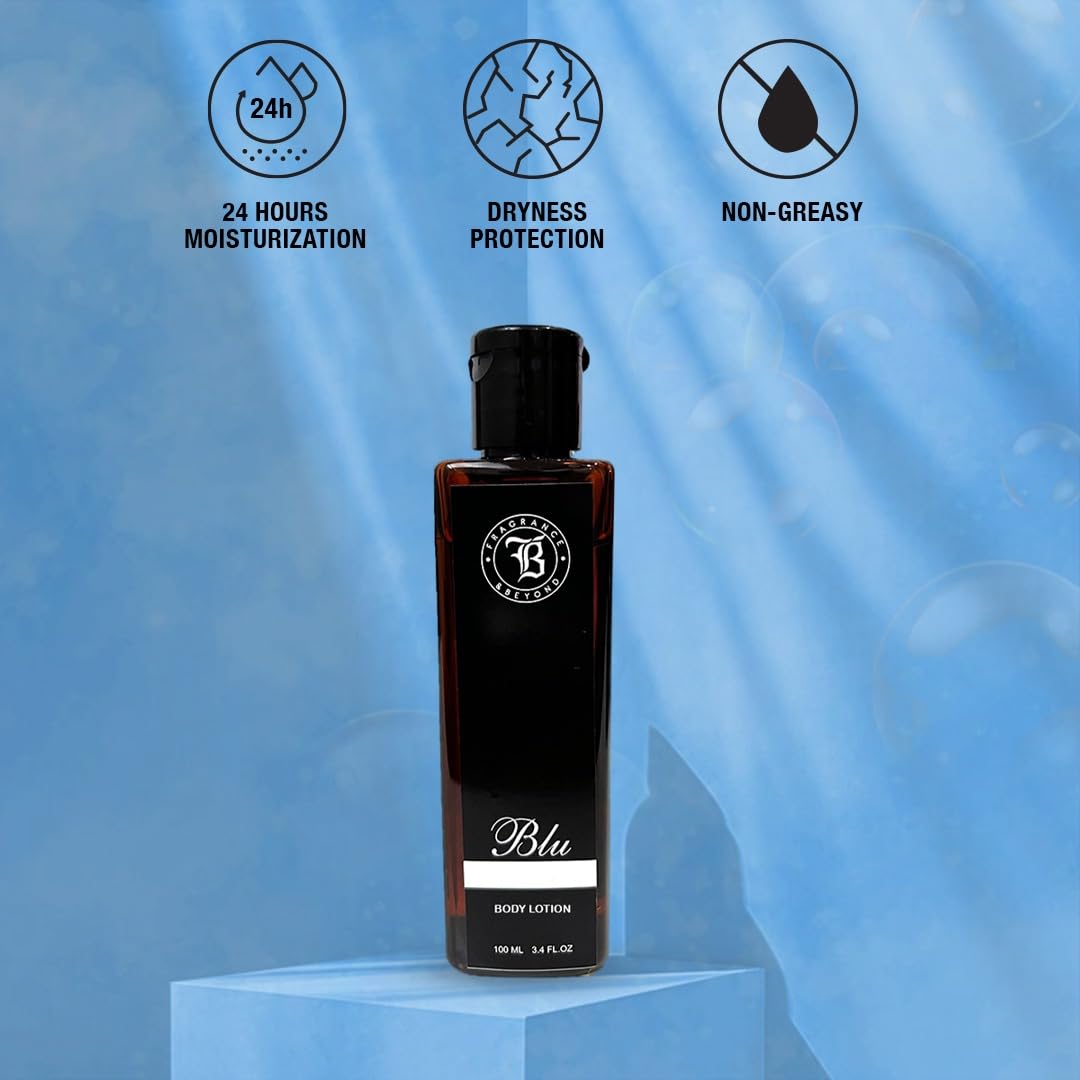 Fragrance & Beyond Blu Perfume Body Lotion for Women - Hydrating & Nourishing with Almond Oil, Jojoba Oil & Shea Butter | 100ml | Softens & Moisturizes Dry Skin | Perfect for Daily Use, Gift Giving & Travel