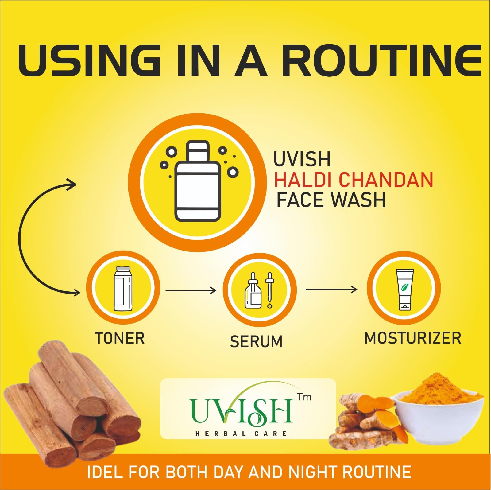 Uvish Haldi Chandan Face Wash - Ayurvedic Turmeric & Sandalwood Face Cleanser for Men & Women | Brightening & Detanning Formula with Ubtan | 100ml | Perfect for Daily Skincare Routine & Achieving Radiant Glow