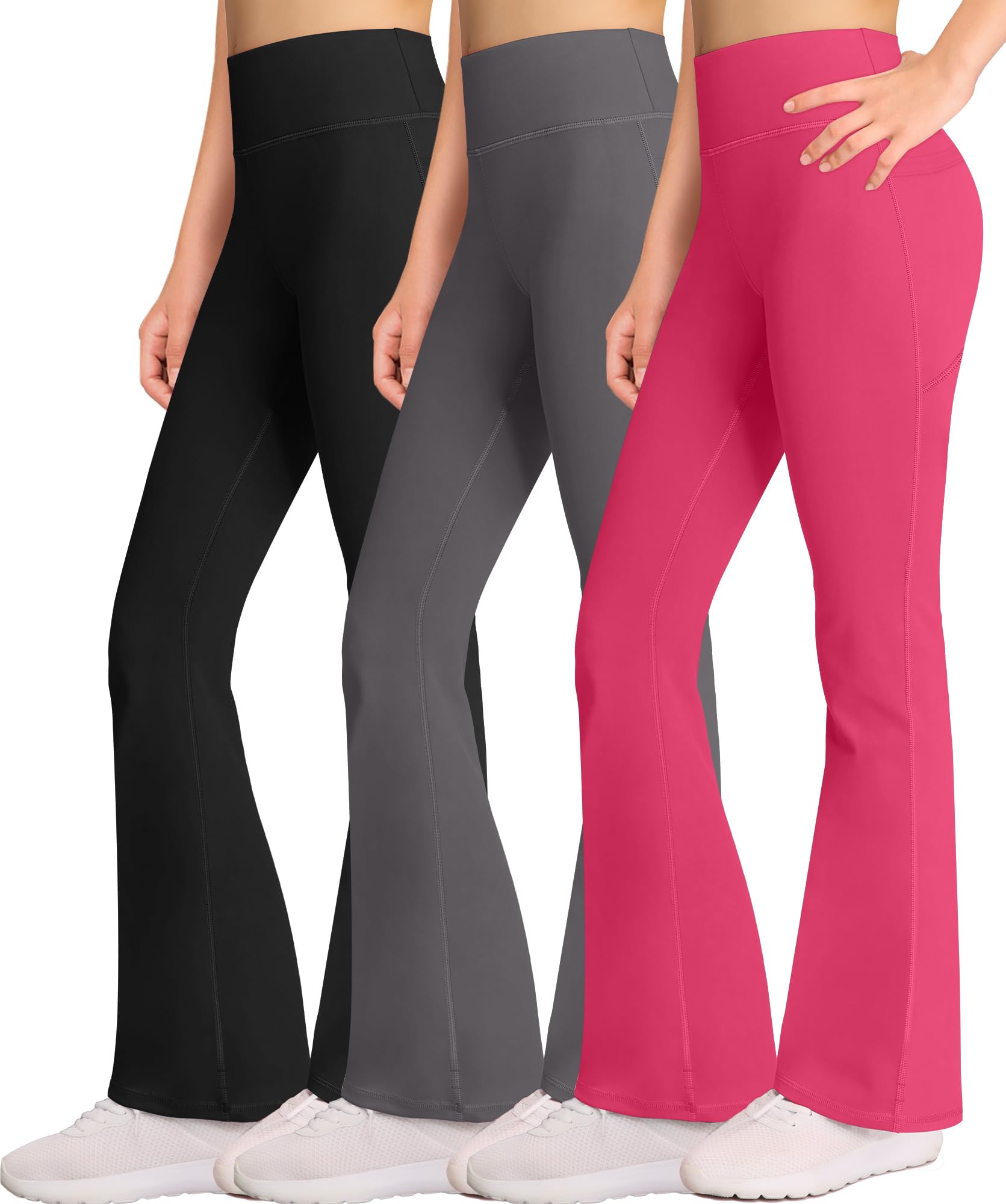 AENLLEY Girls Bootcut Yoga Pants with Pockets - High Waisted Stretchy Flare Leggings for Teens & Kids | Comfortable Dance, Yoga & Casual Wear for School & Play